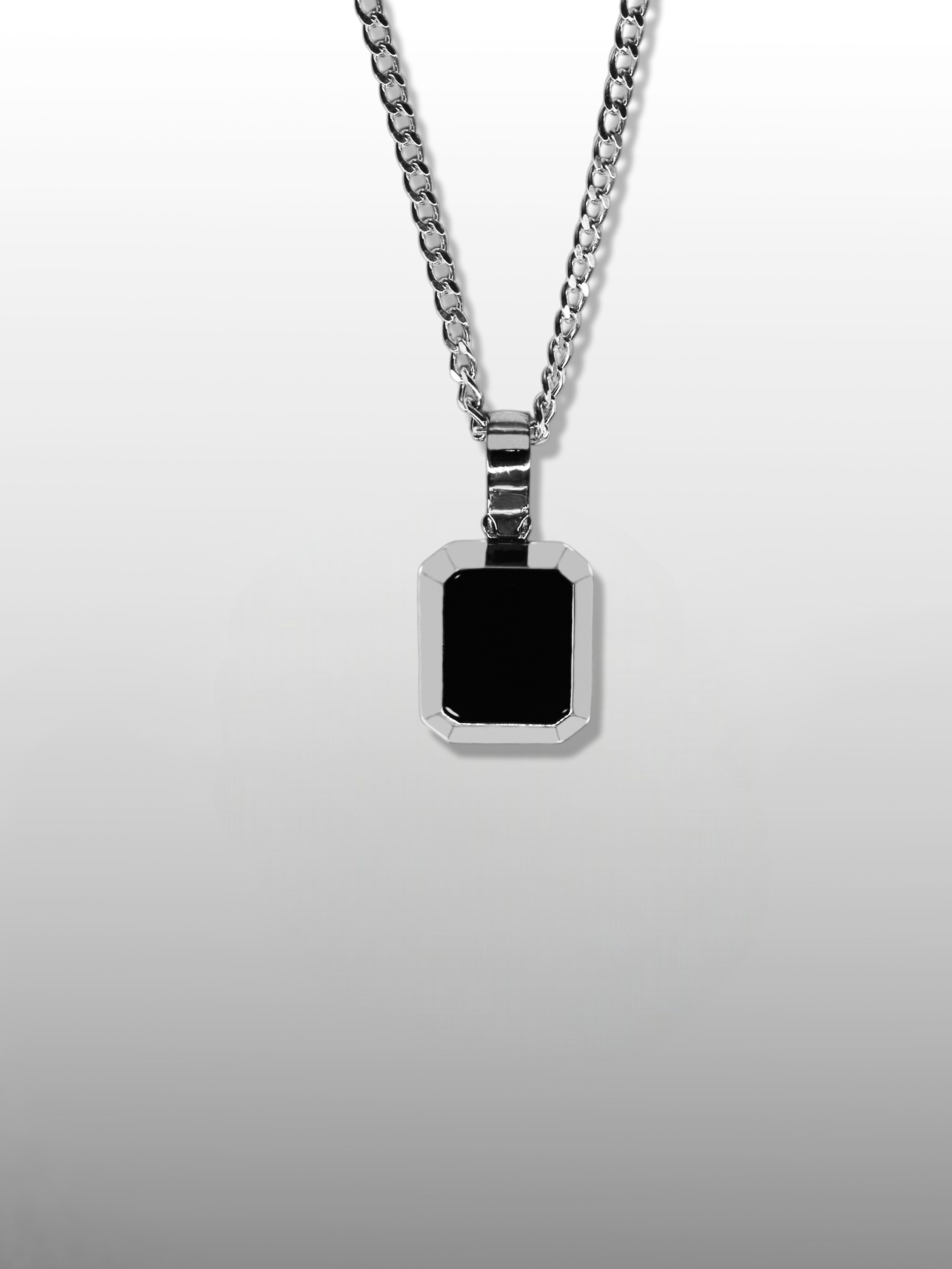 Octagon Black Onyx Gemstone Pendant Necklace