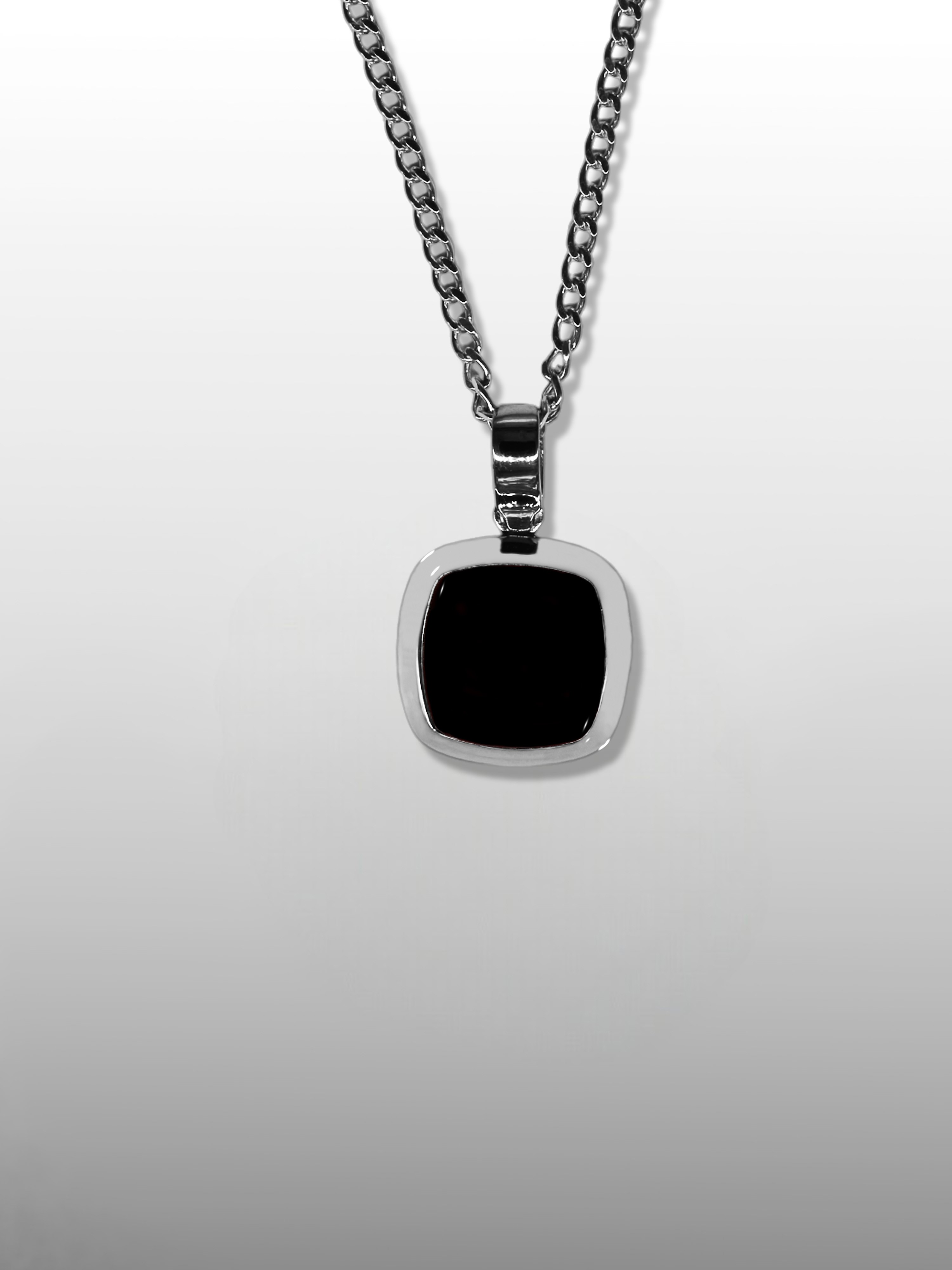 Cushion Gemstone Pendant Necklace - Black Onyx