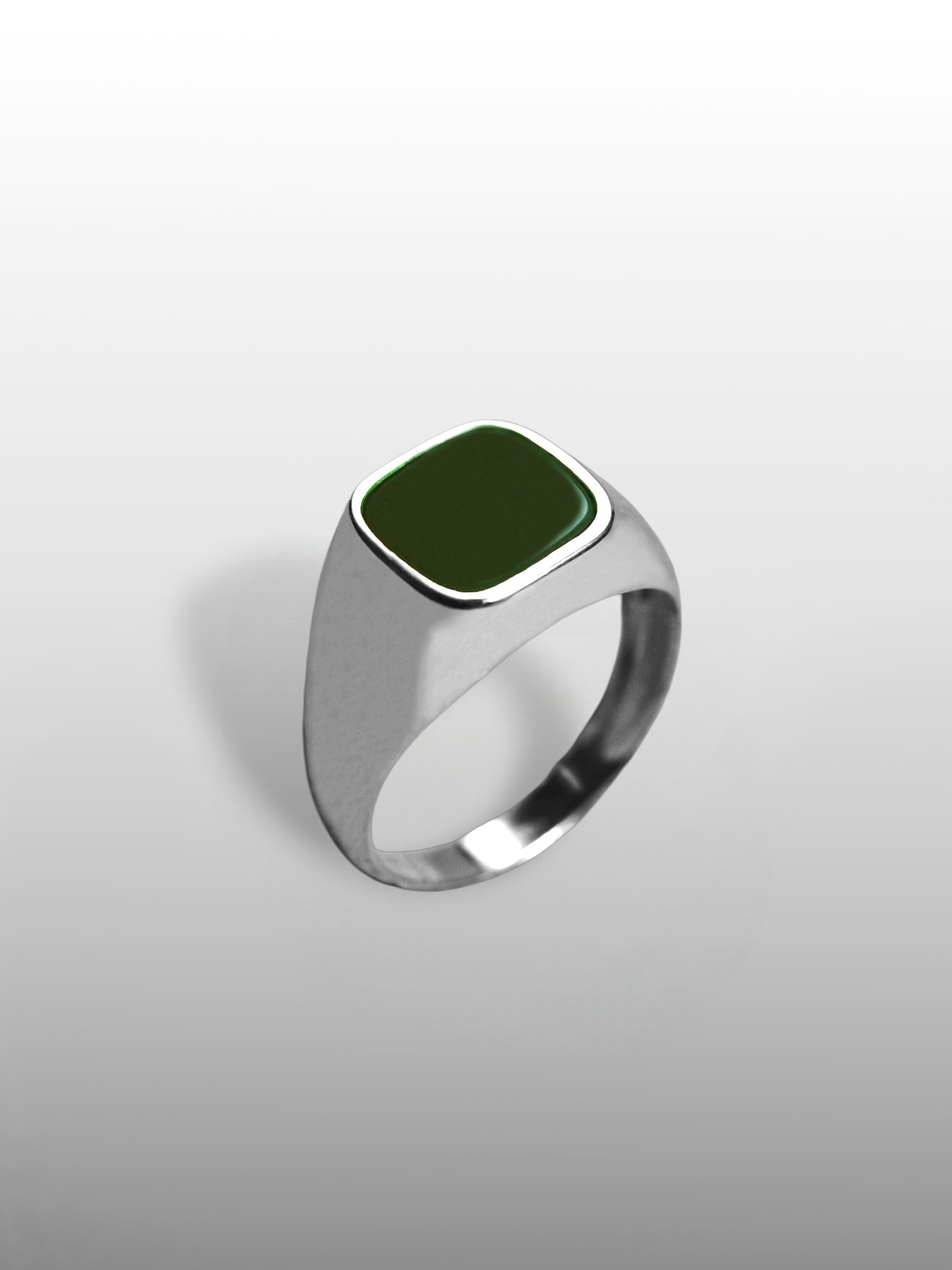 Cushion Cut Gemstone Ring in Gold or Silver - Green Agate