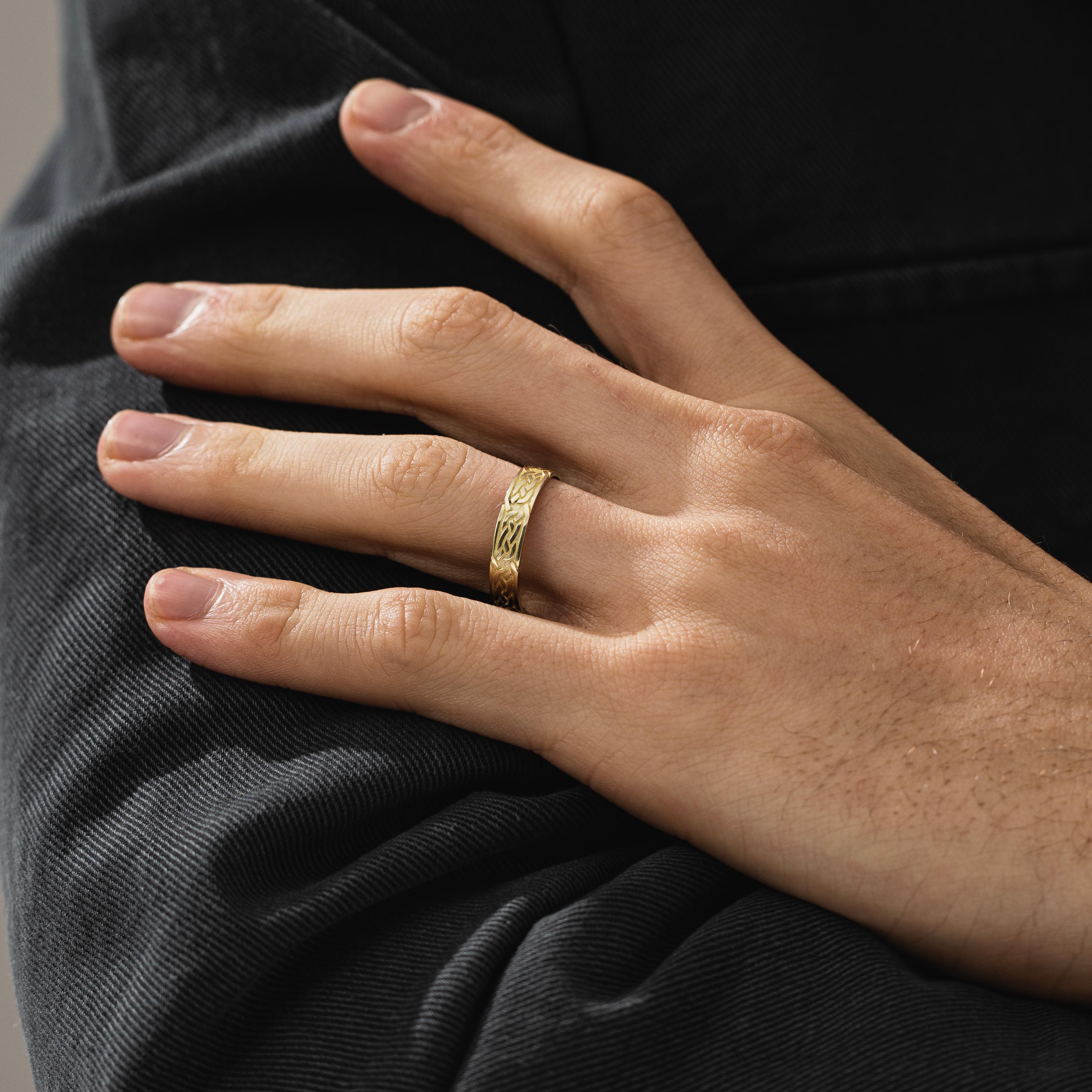 Celtic Knot Band Ring in Gold or Silver