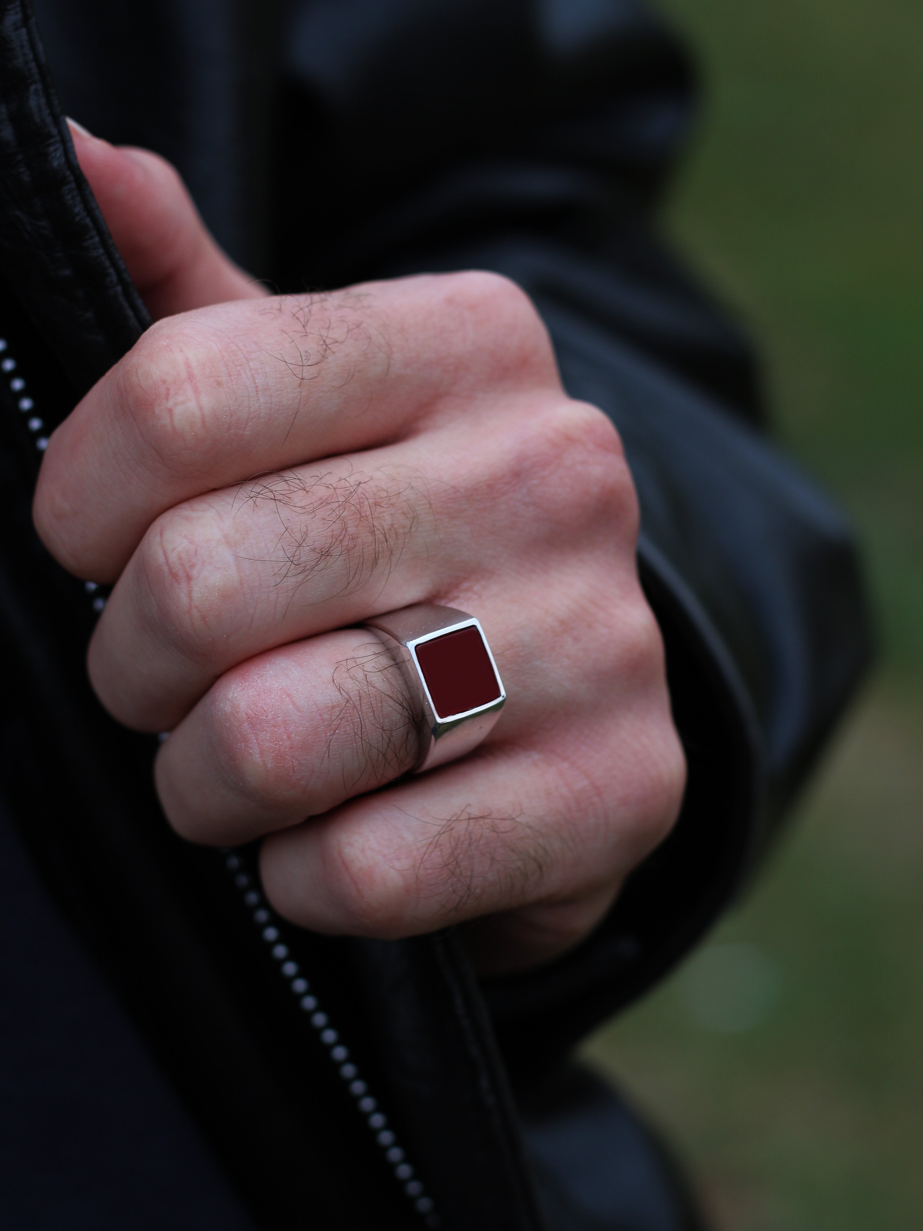 Square Gemstone Ring in Silver or Gold