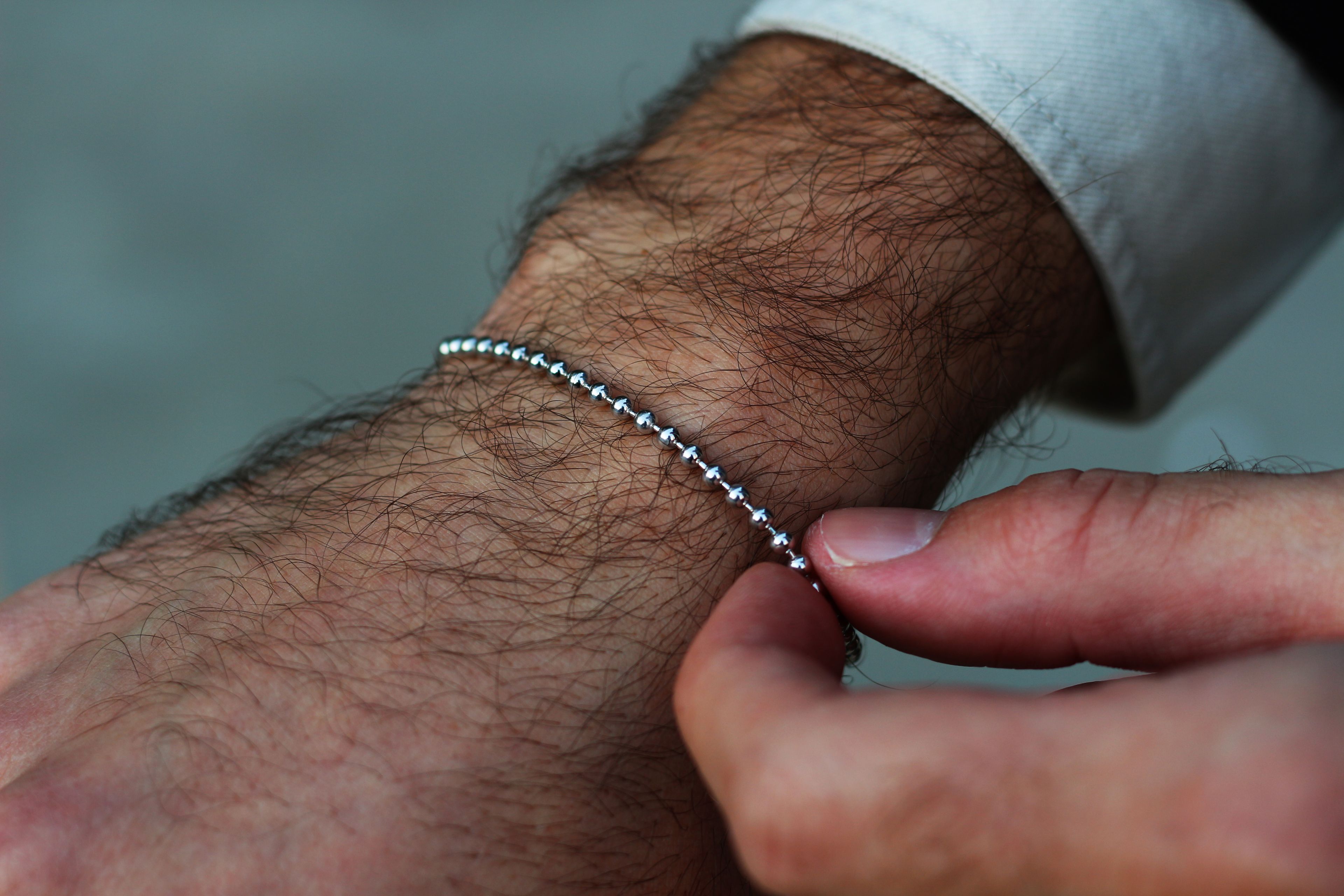 Ball Bead Chain Bracelet For Men or Women in Sterling Silver