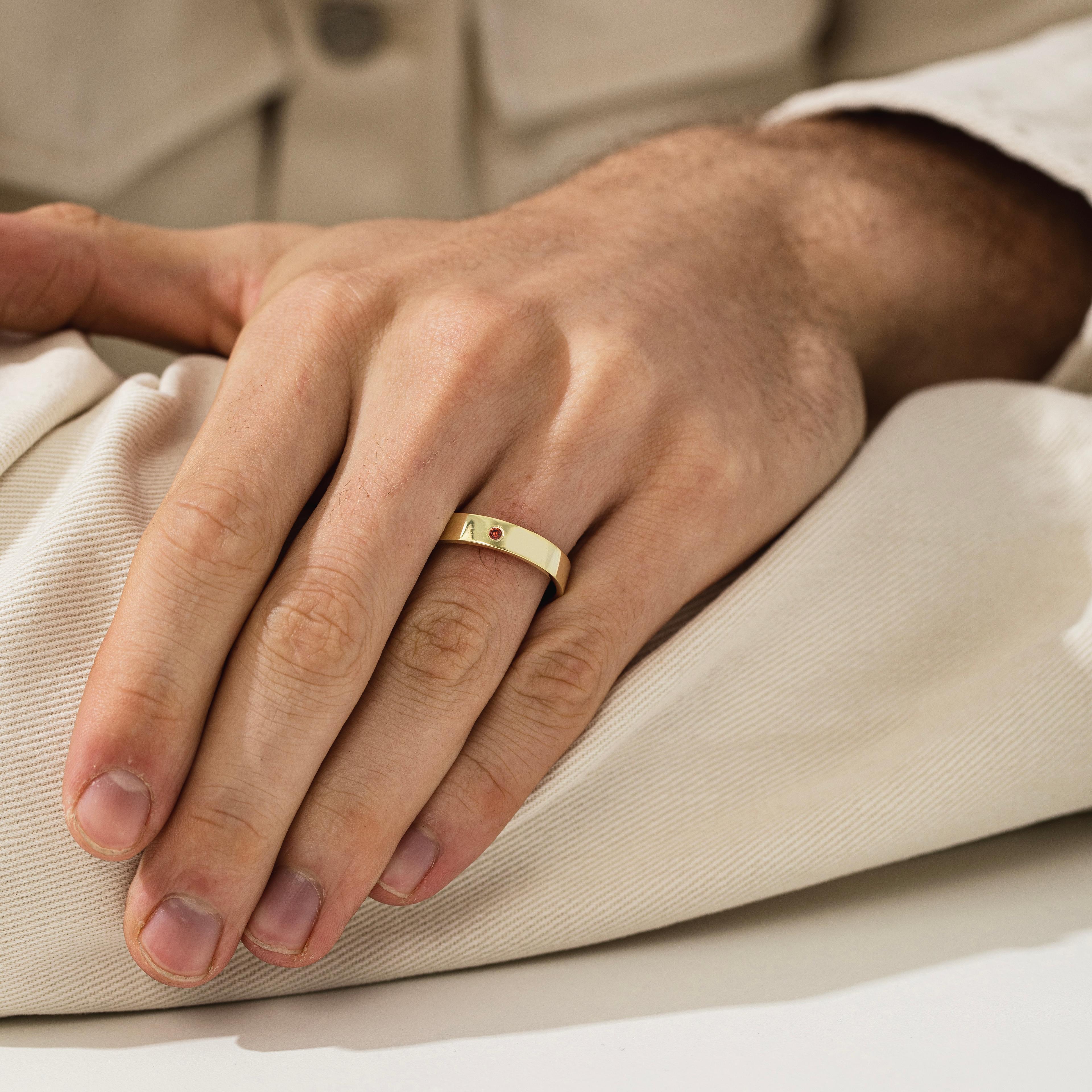 Ruby Stone Plain Wedding Band Ring in Gold or Silver