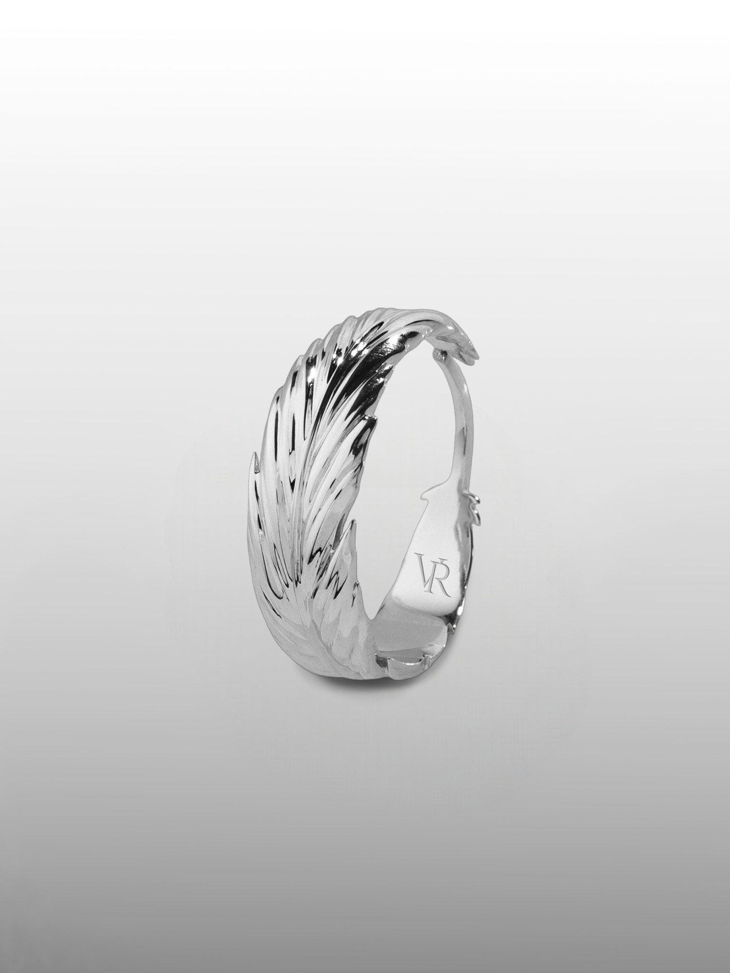 Feather Wedding Band Ring in Silver or Gold