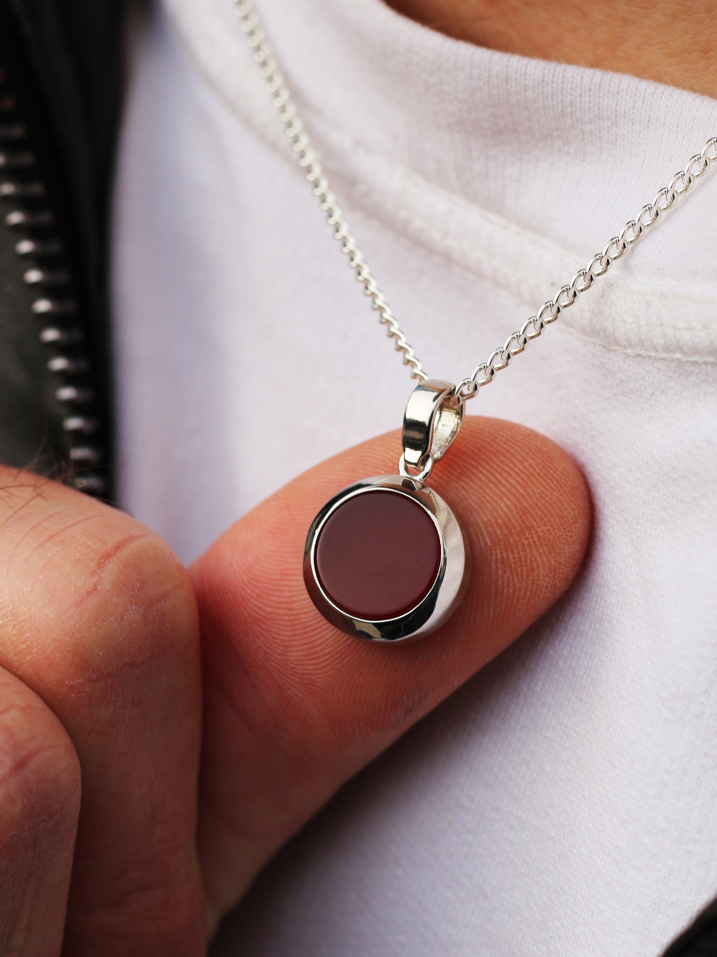 Round Gemstone Pendant Necklace