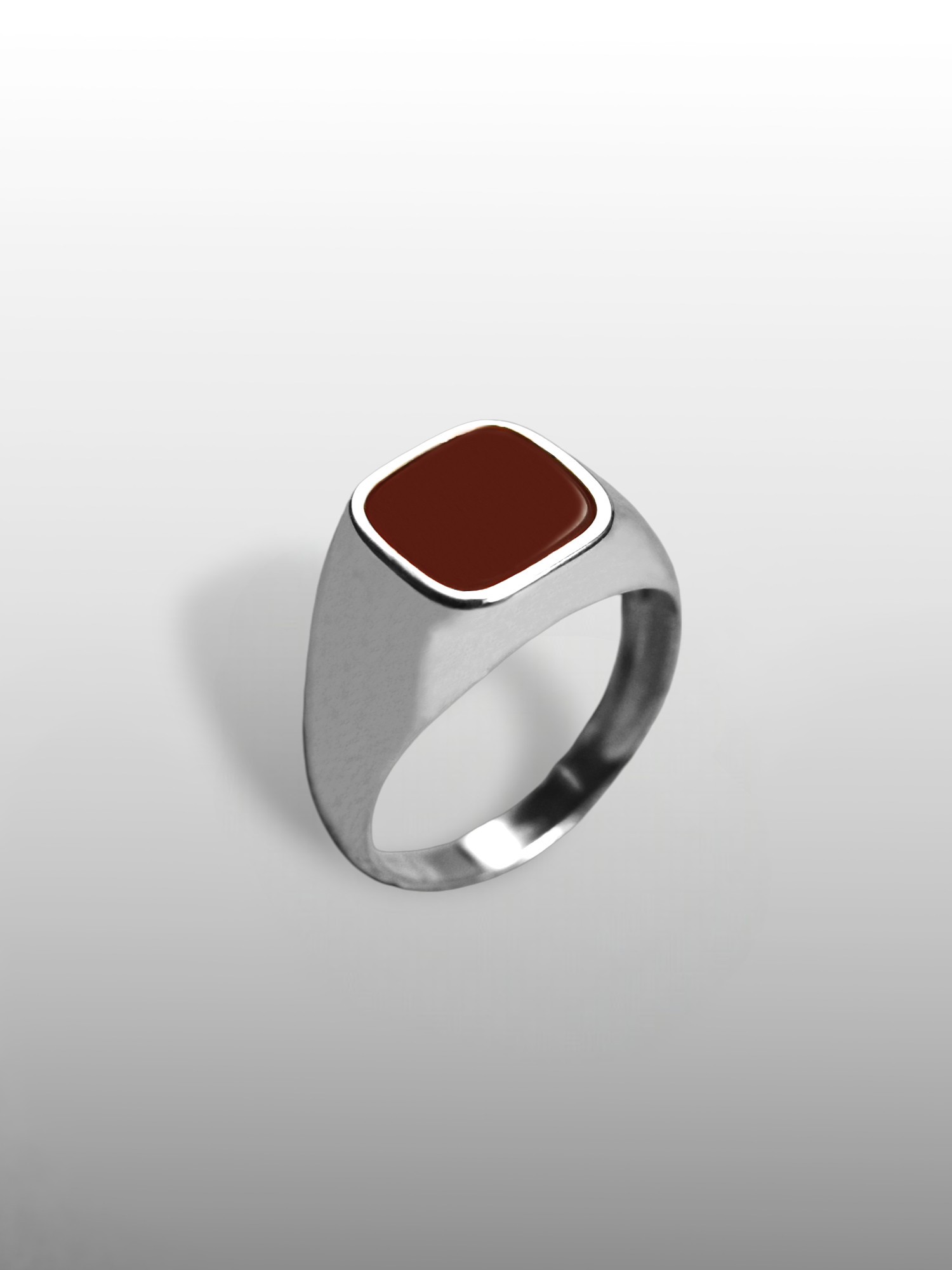 Cushion Cut Gemstone Ring in Gold or Silver - Carnelian