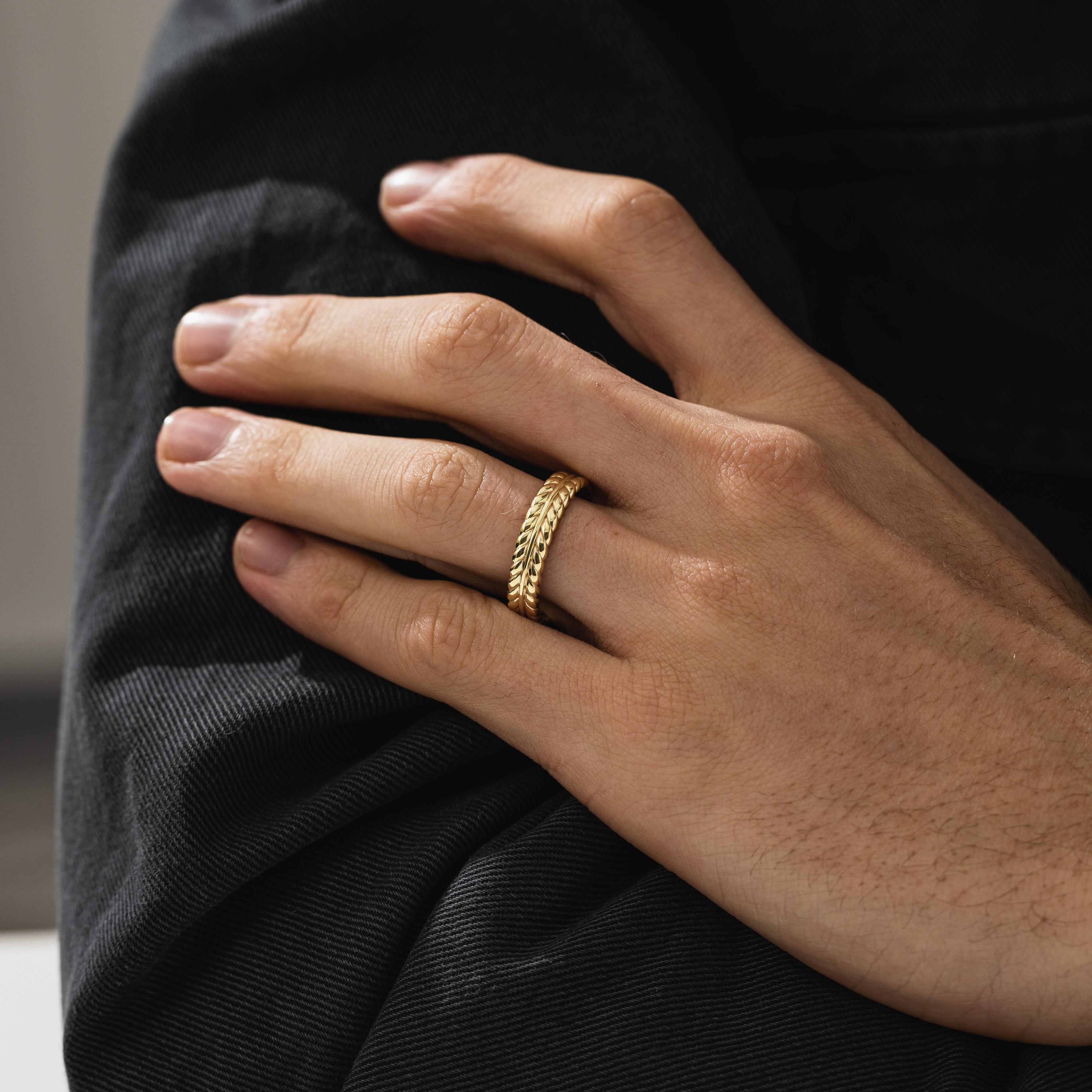 Olive Branch Band Ring in Silver or Gold