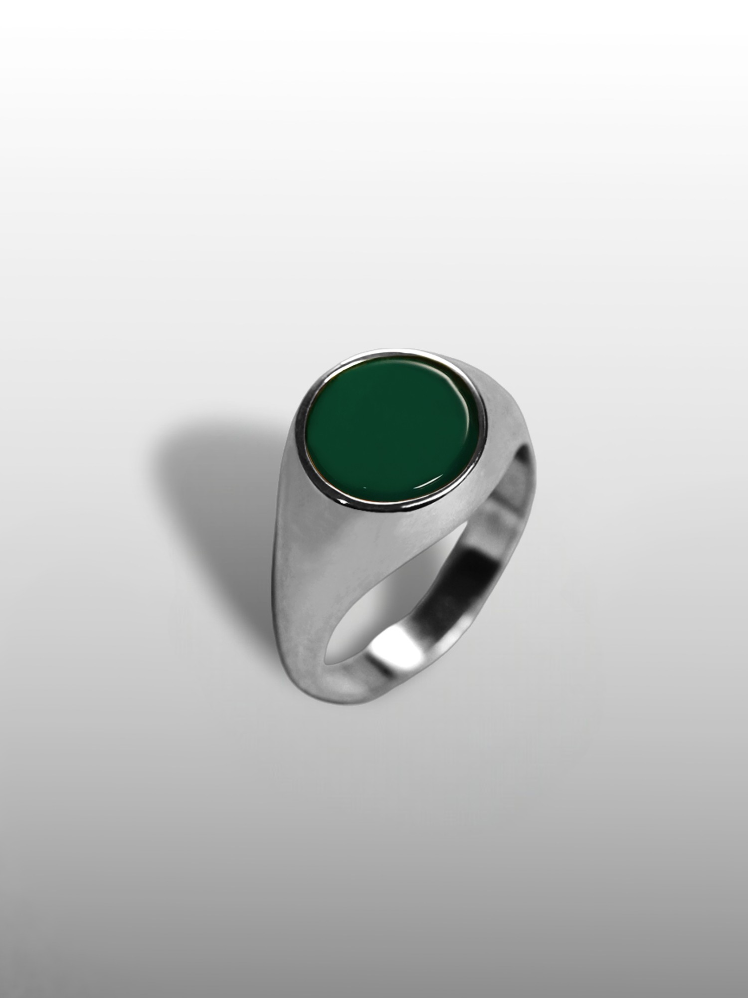 Round Gemstone Ring - Green Agate