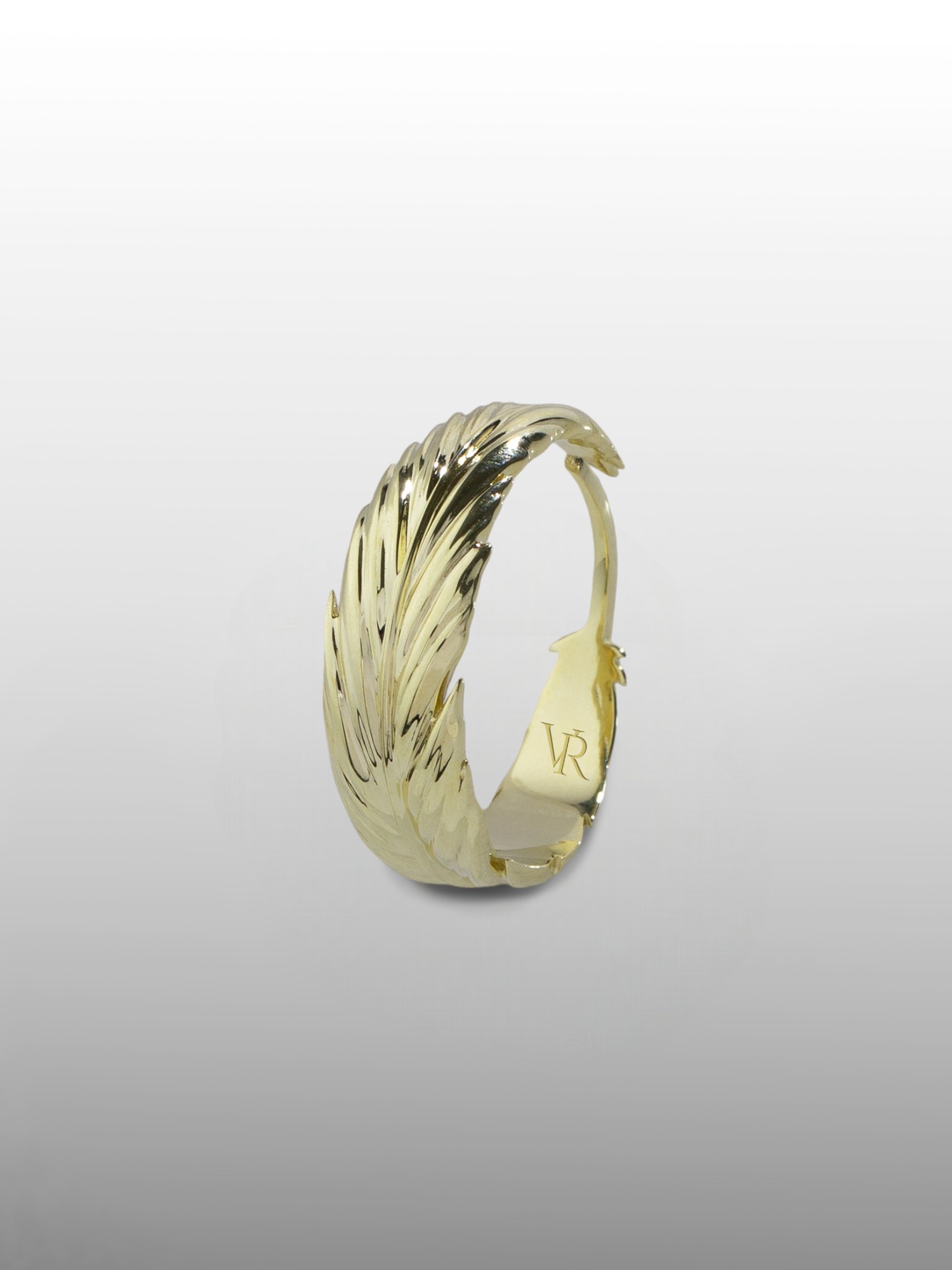 Feather Wedding Band Ring in Silver or Gold