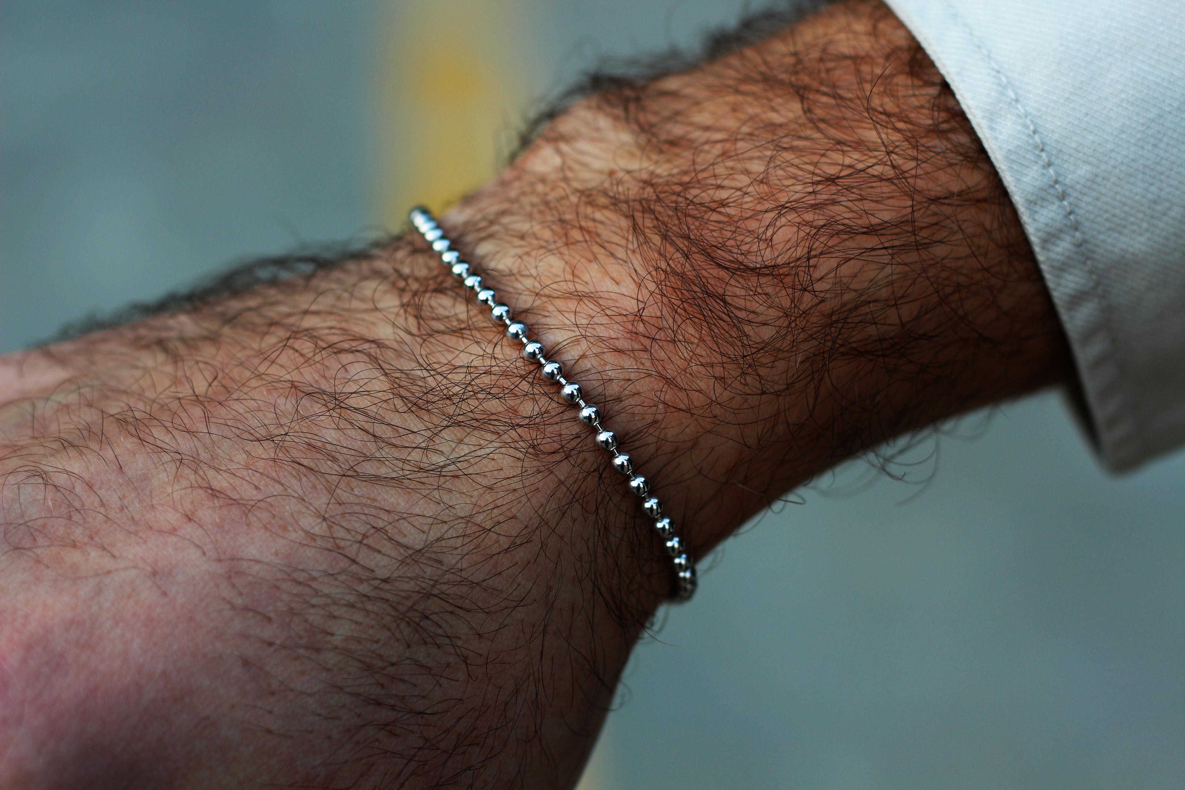 Ball Bead Chain Bracelet For Men or Women in Sterling Silver