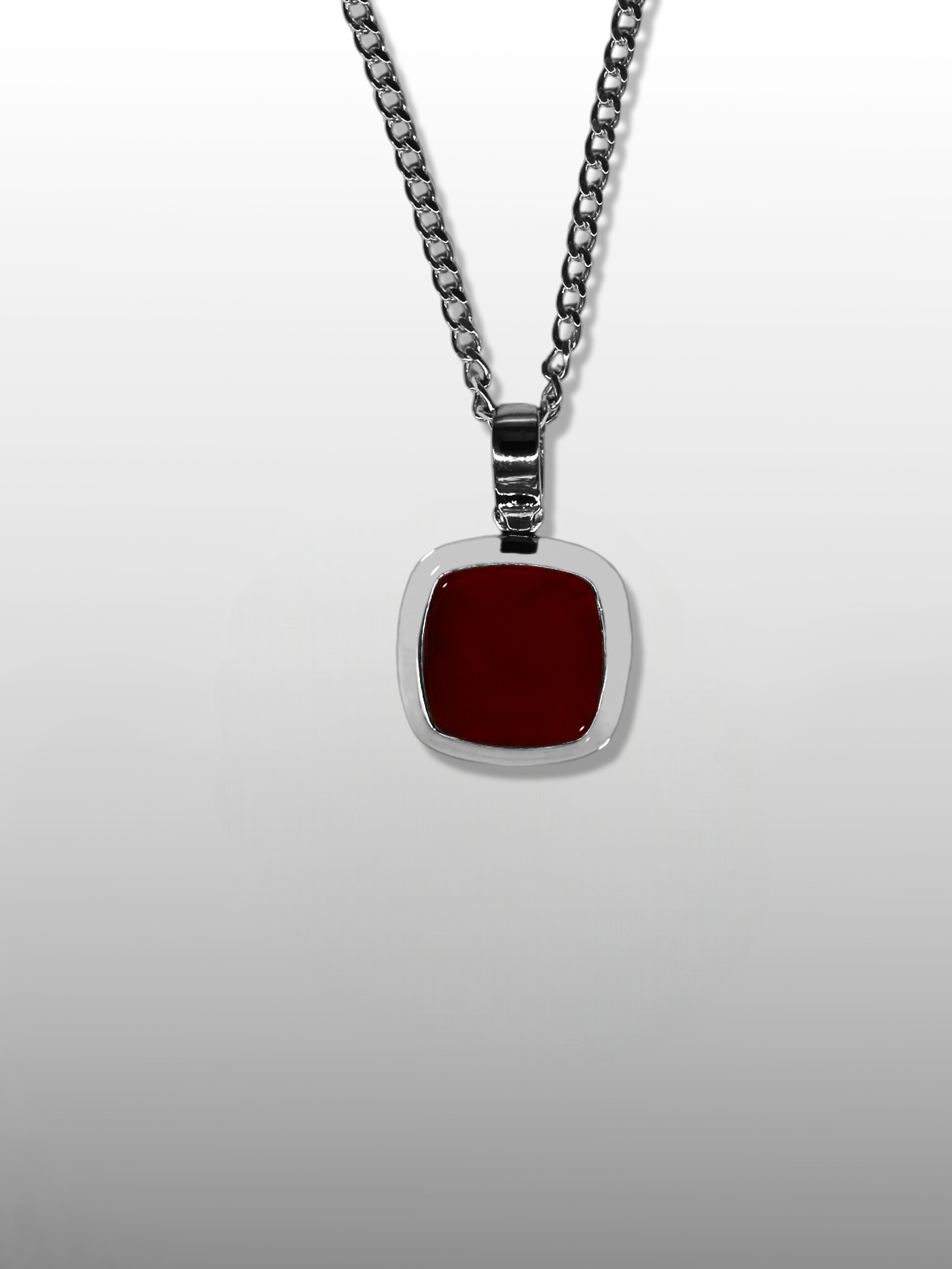 Cushion Gemstone Pendant Necklace - Carnelian