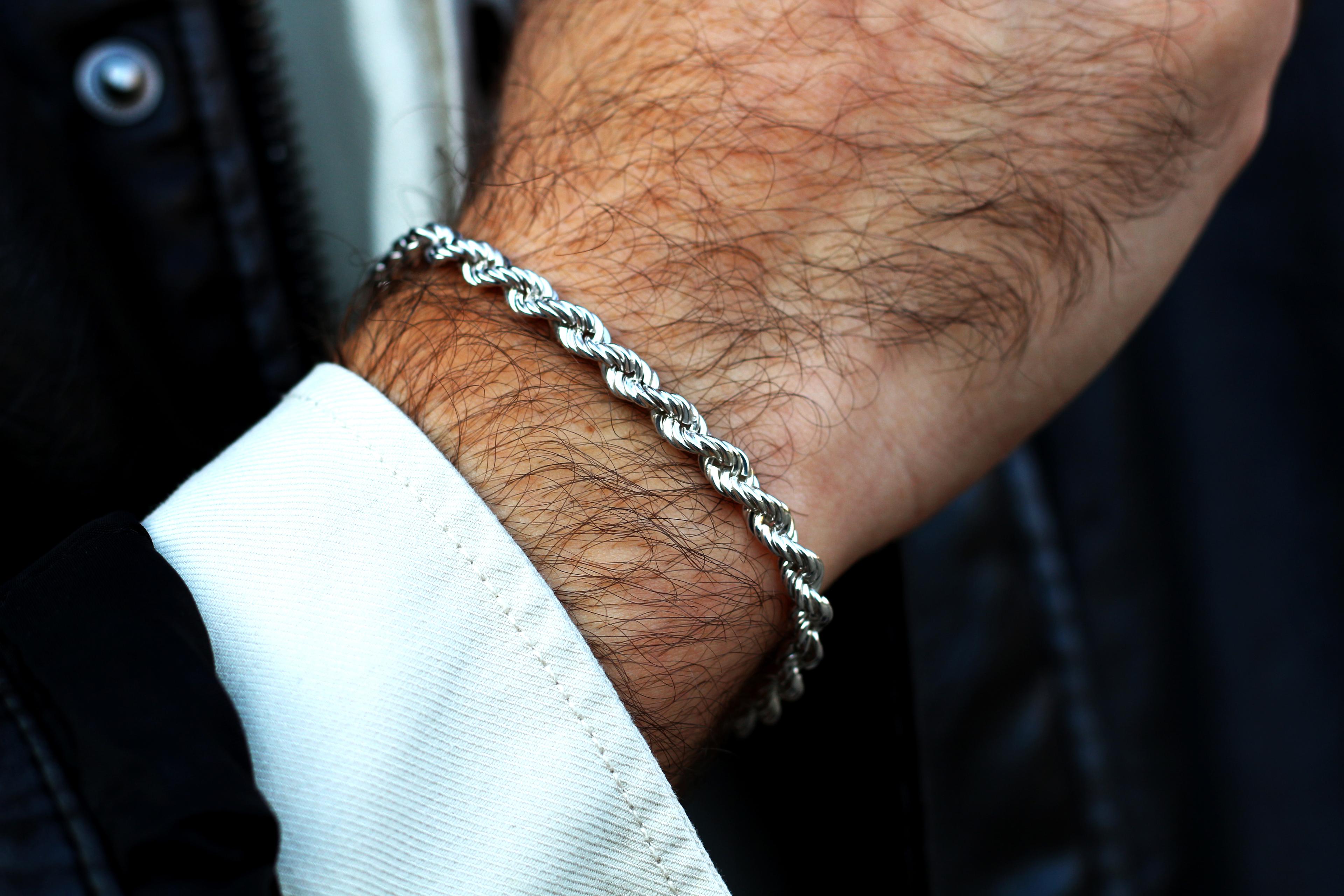 Rope Chain Bracelet For Men or Women in Sterling Silver