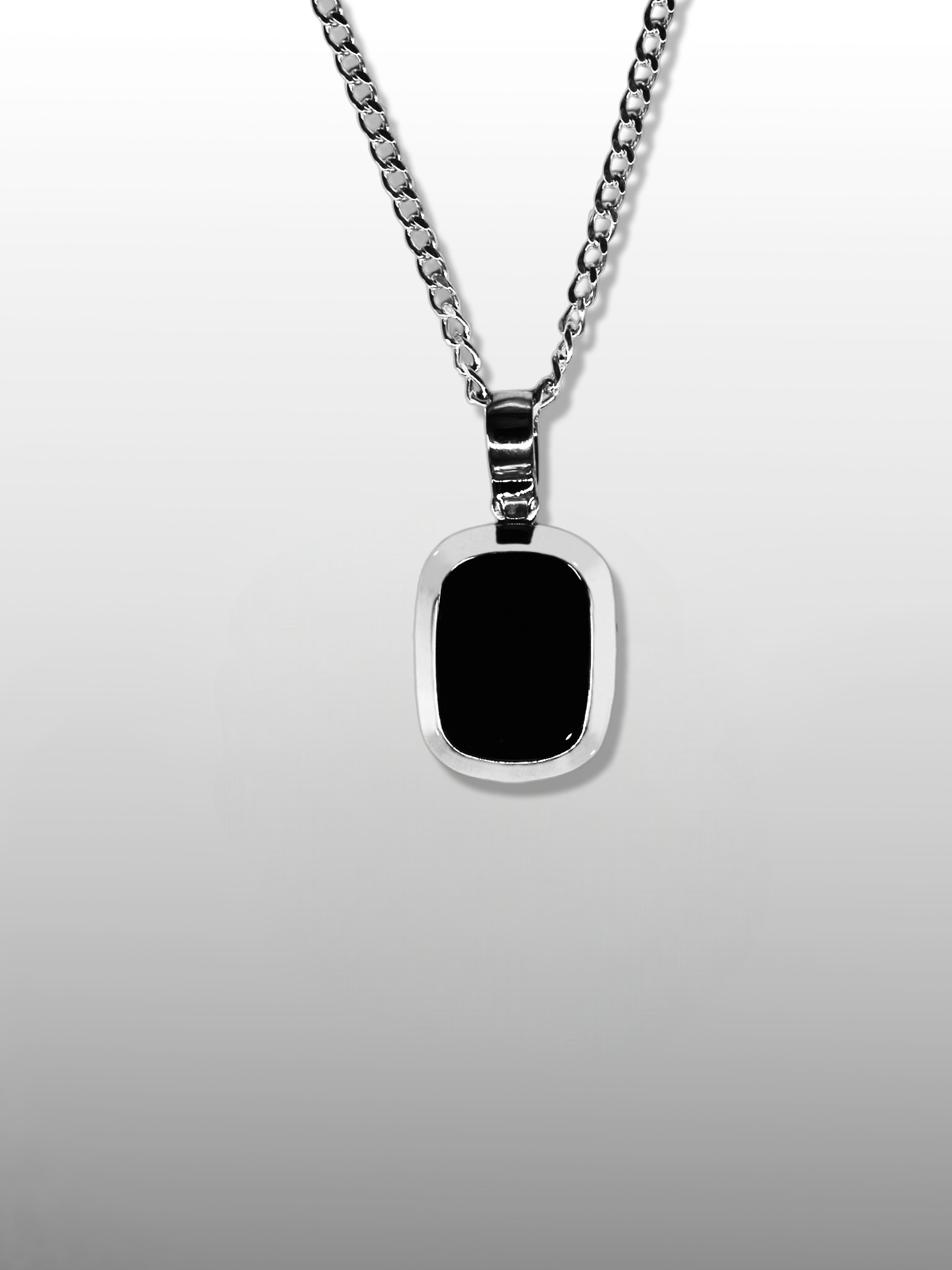 Baguette Cushion Pendant Necklace - Black Onyx