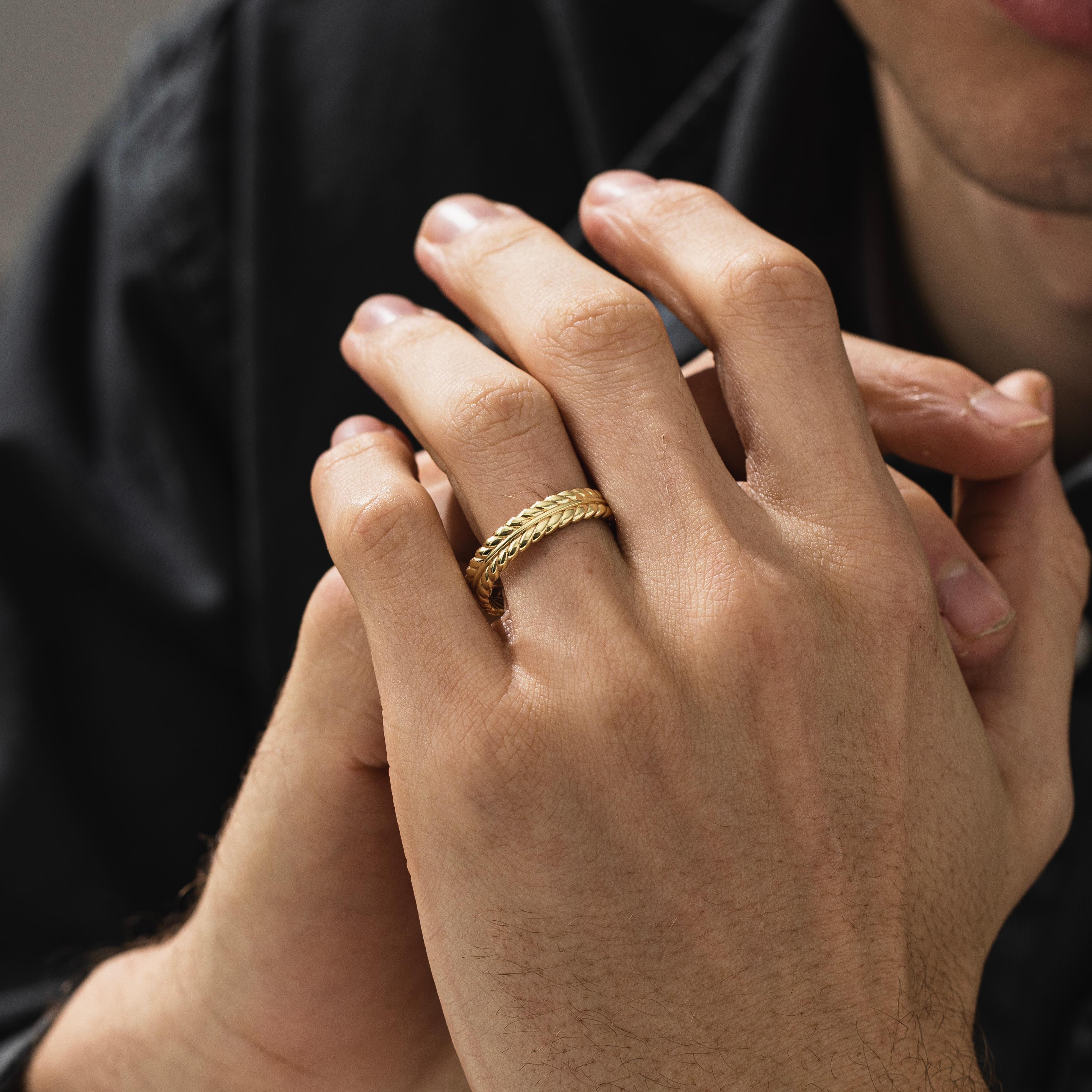 Olive Branch Band Ring in Silver or Gold