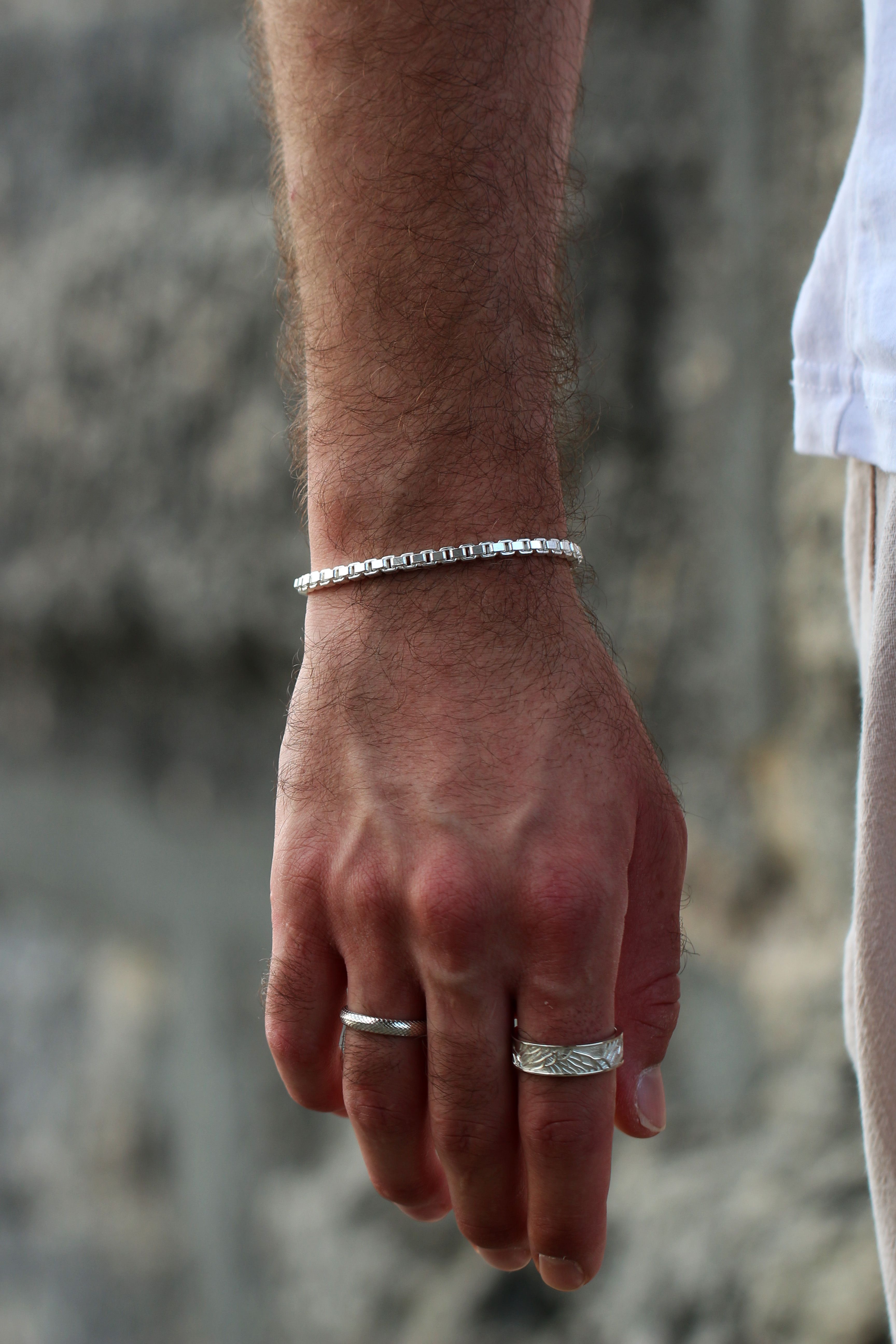 Box Chain Bracelet For Men or Women in Sterling Silver