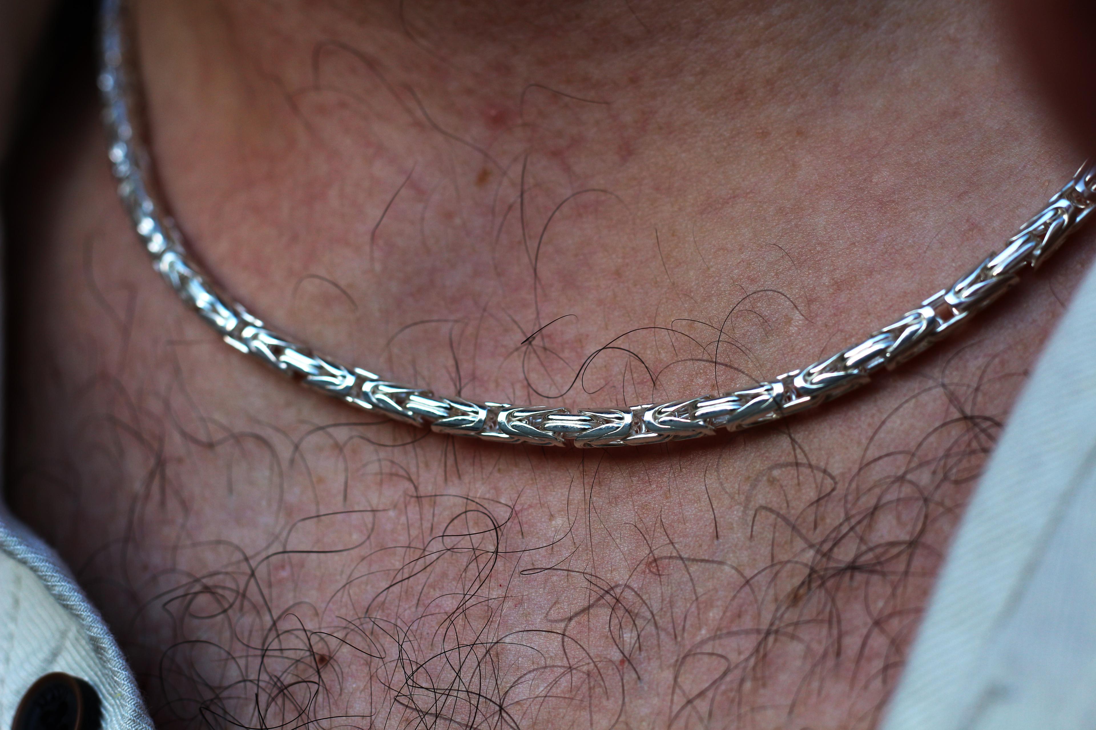 Byzantine Chain Necklace For Men in Silver, King Chain