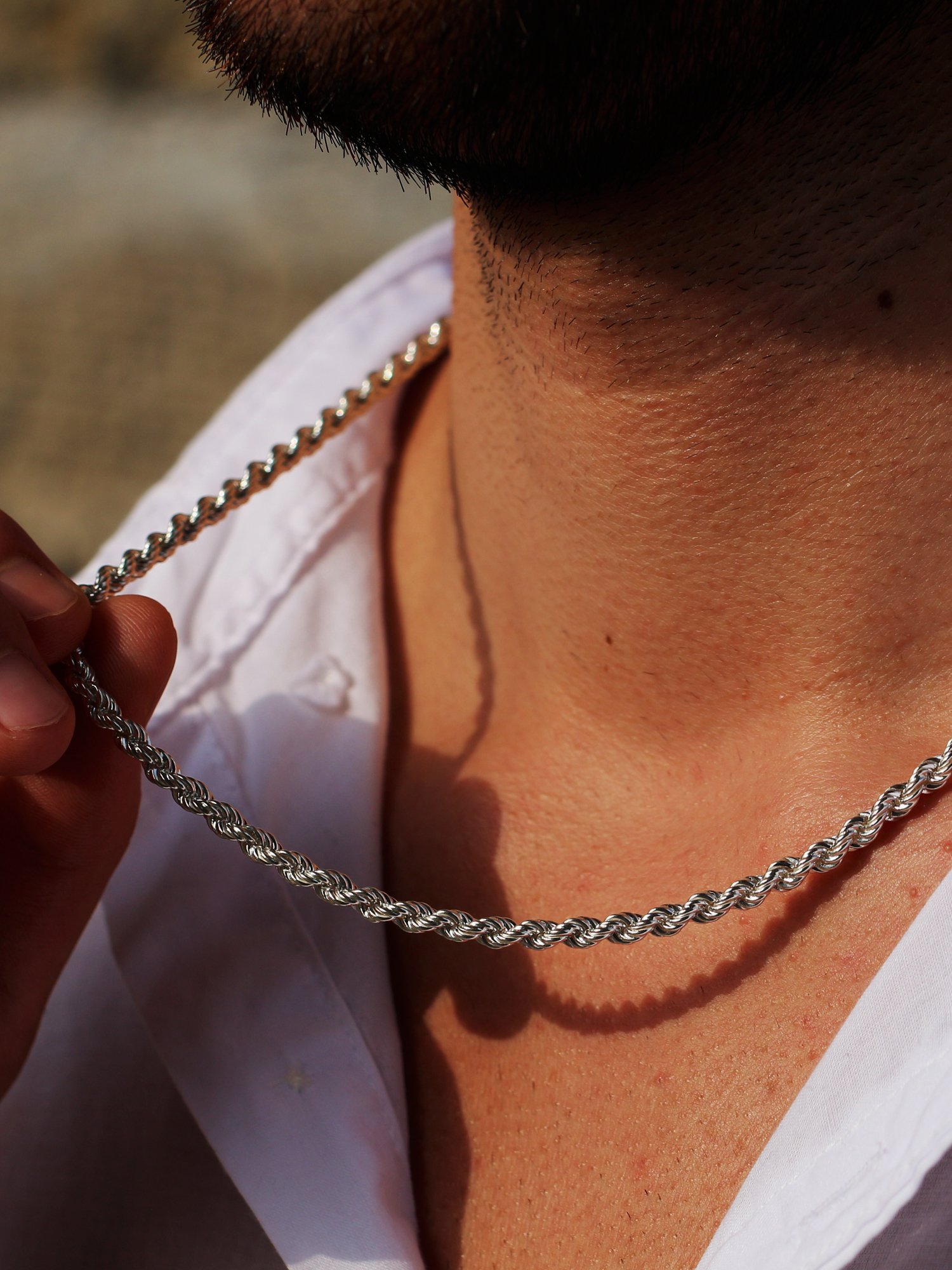 Rope Chain Necklace in Sterling Silver