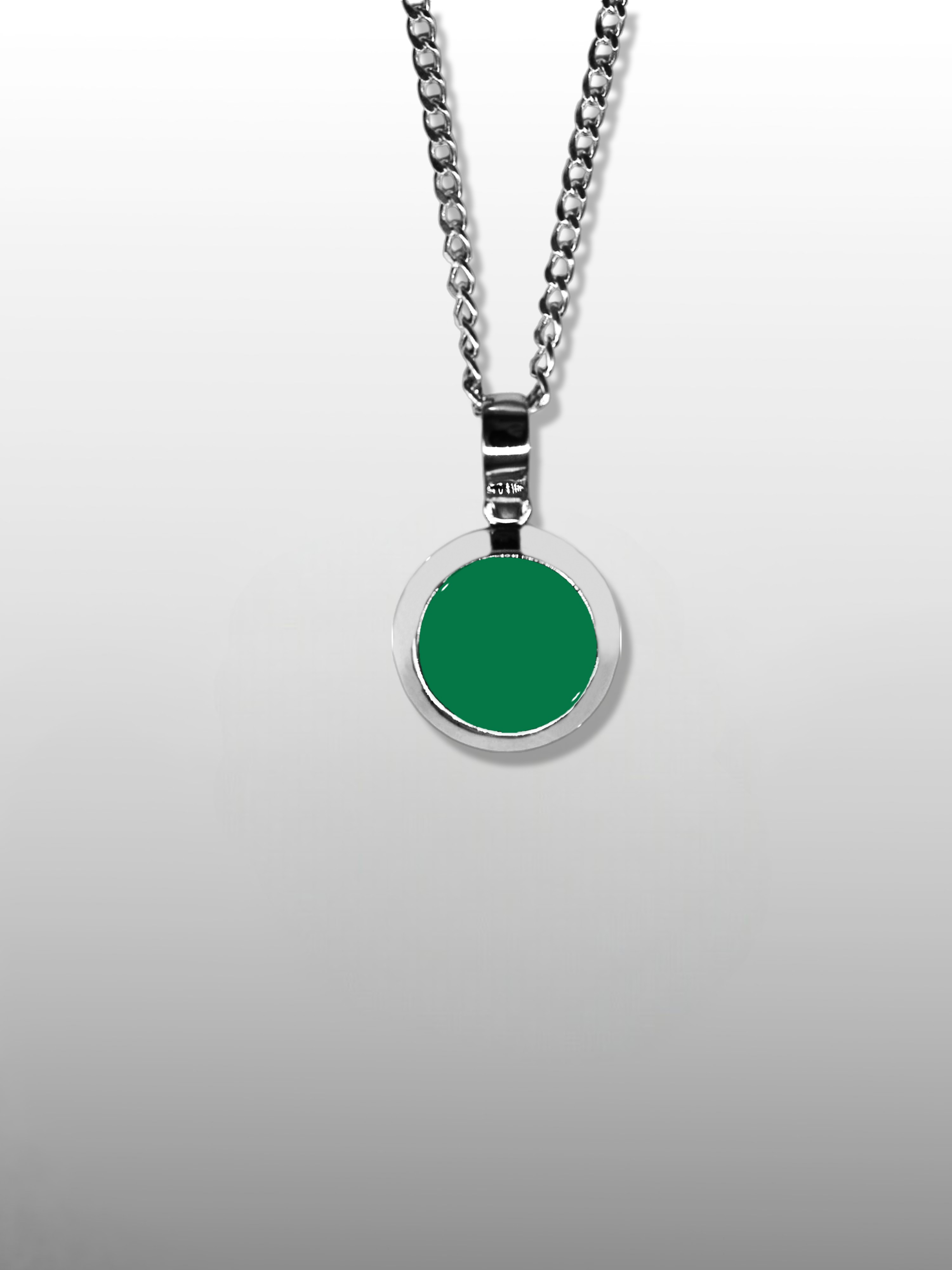 Round Gemstone Pendant Necklace - Green Agate