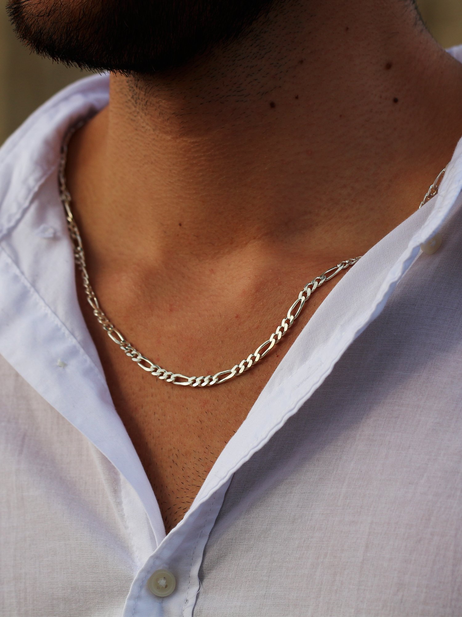 Figaro Chain Necklace in Sterling Silver