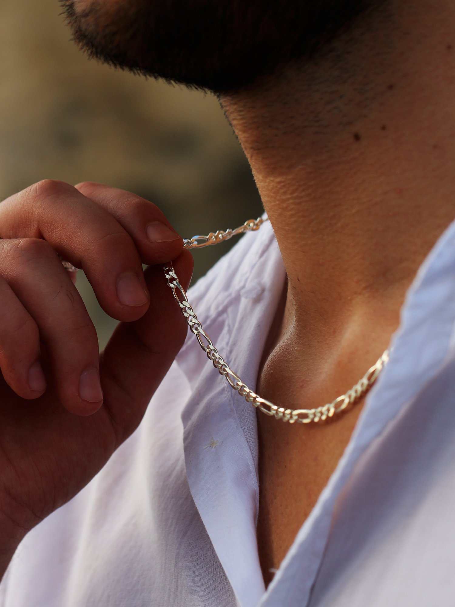 Figaro Chain Necklace in Sterling Silver