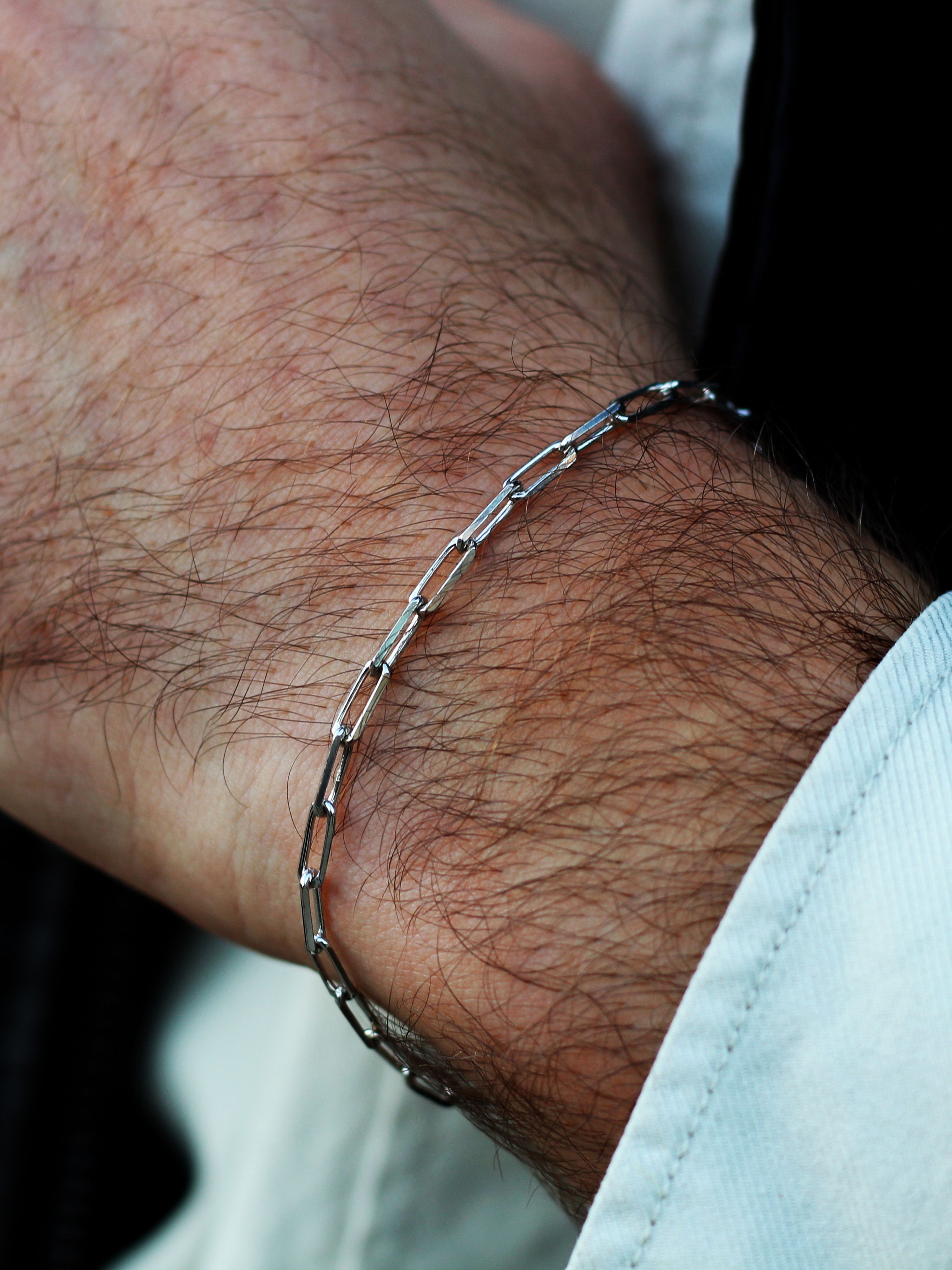 Paperclip Chain Bracelet For Men or Women in Sterling Silver