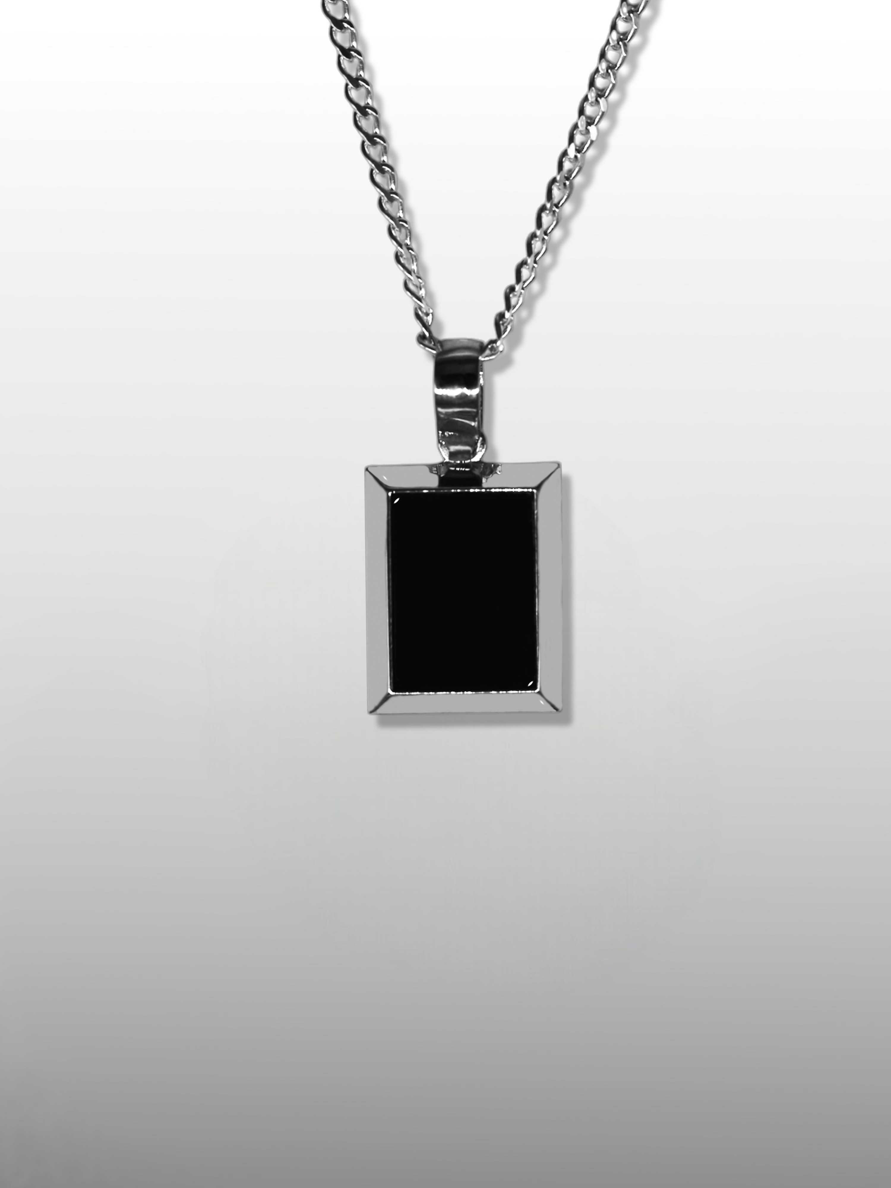 Baguette Gemstone Pendant Necklace - Black Onyx