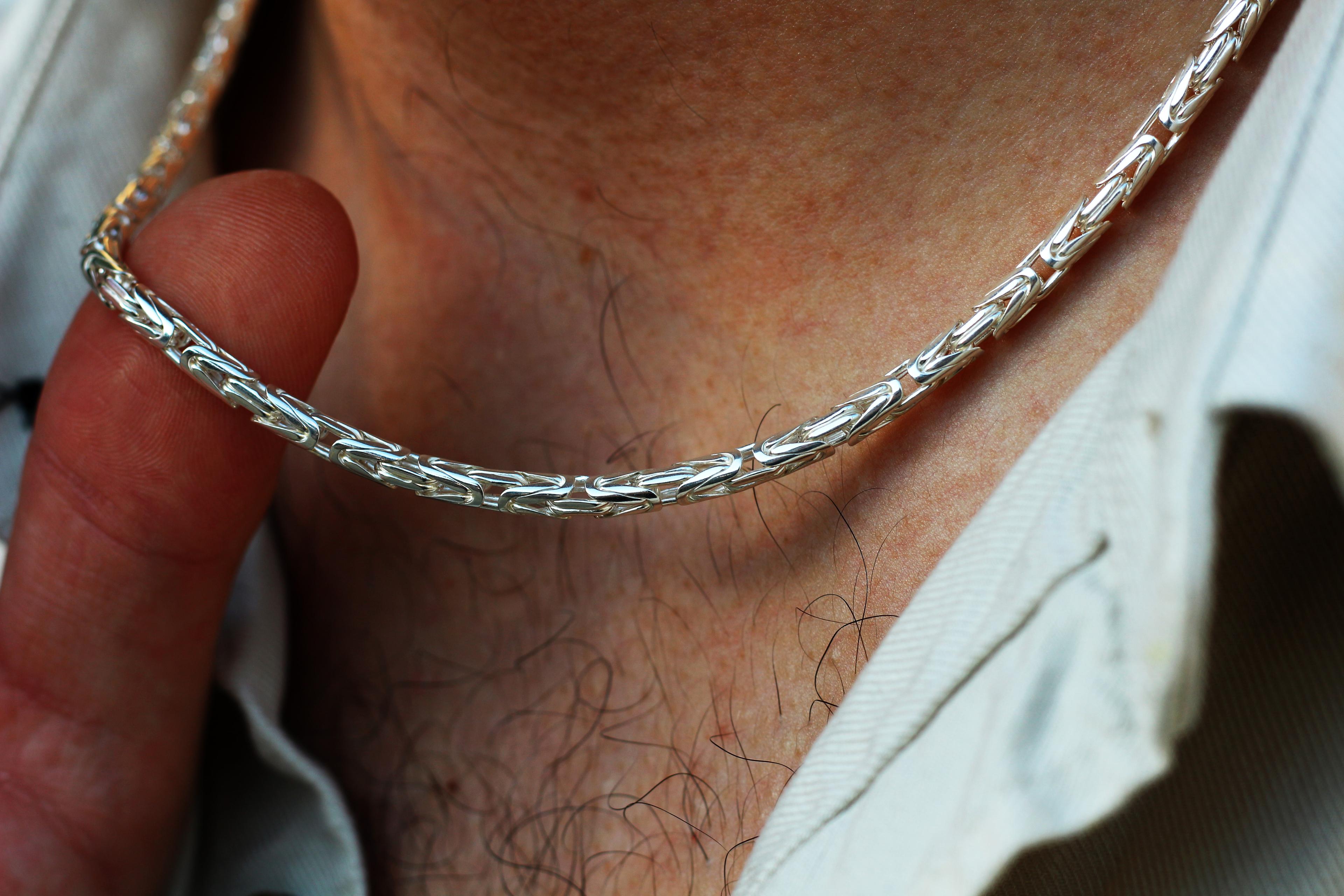 Byzantine Chain Necklace For Men in Silver, King Chain