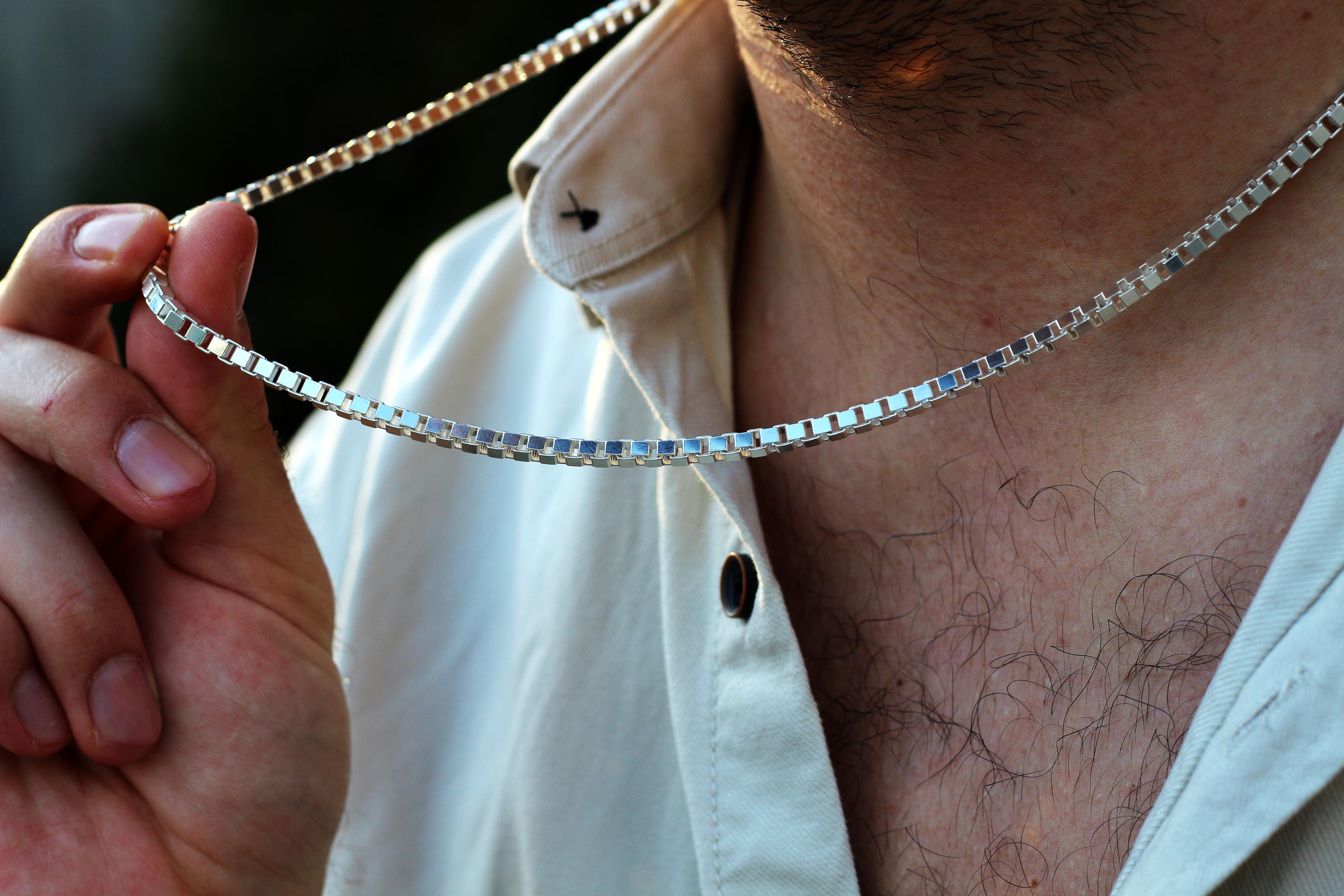 Box Chain Necklace in Sterling Silver