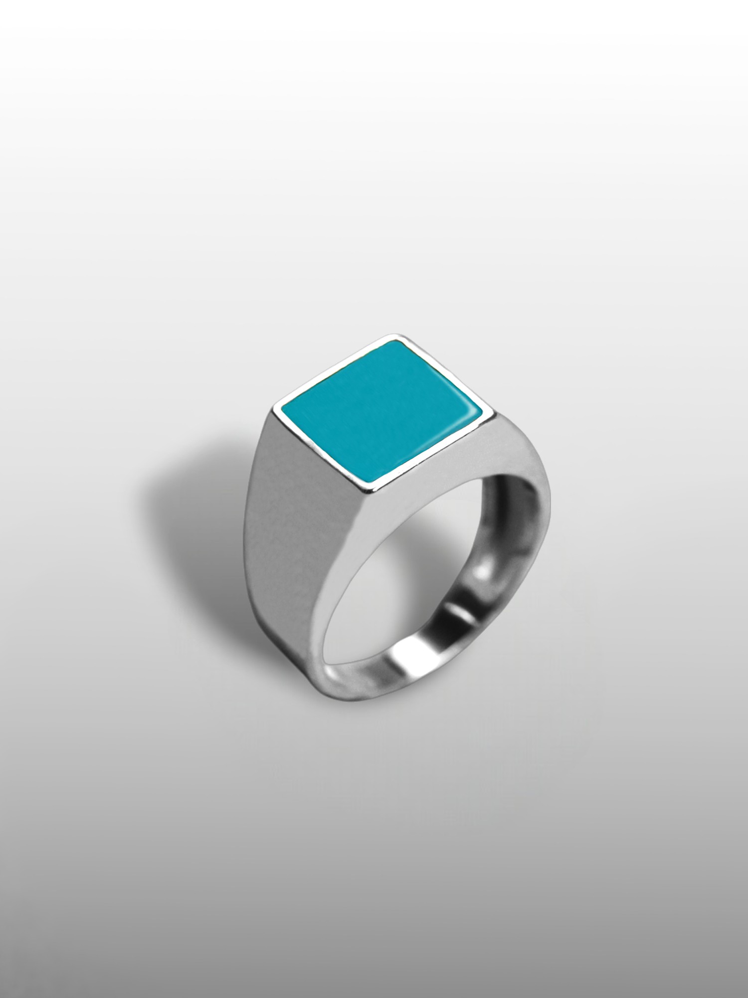 Square Gemstone Ring in Silver or Gold - Turquoise