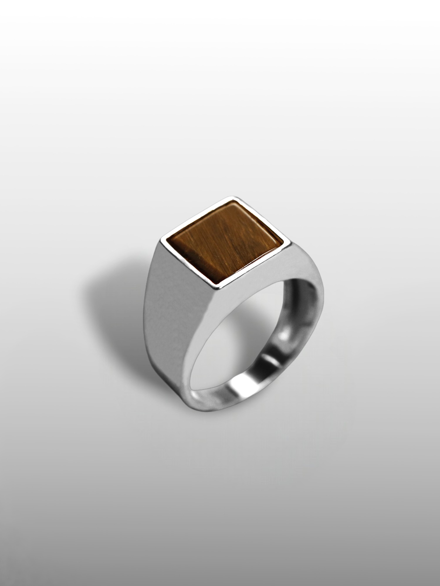 Square Gemstone Ring in Silver or Gold - Tigers Eye