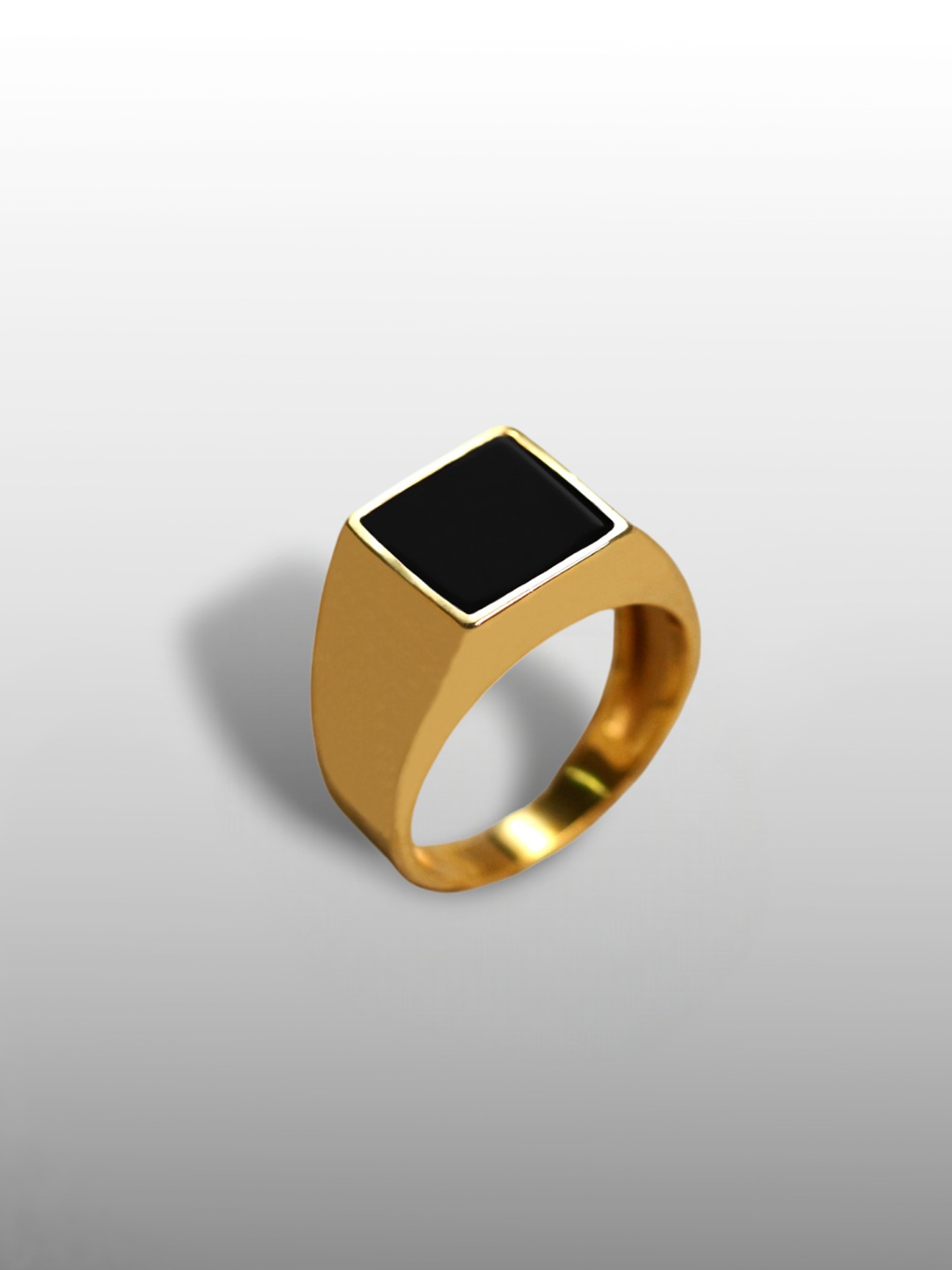 Square Gemstone Ring in Silver or Gold - Black Onyx