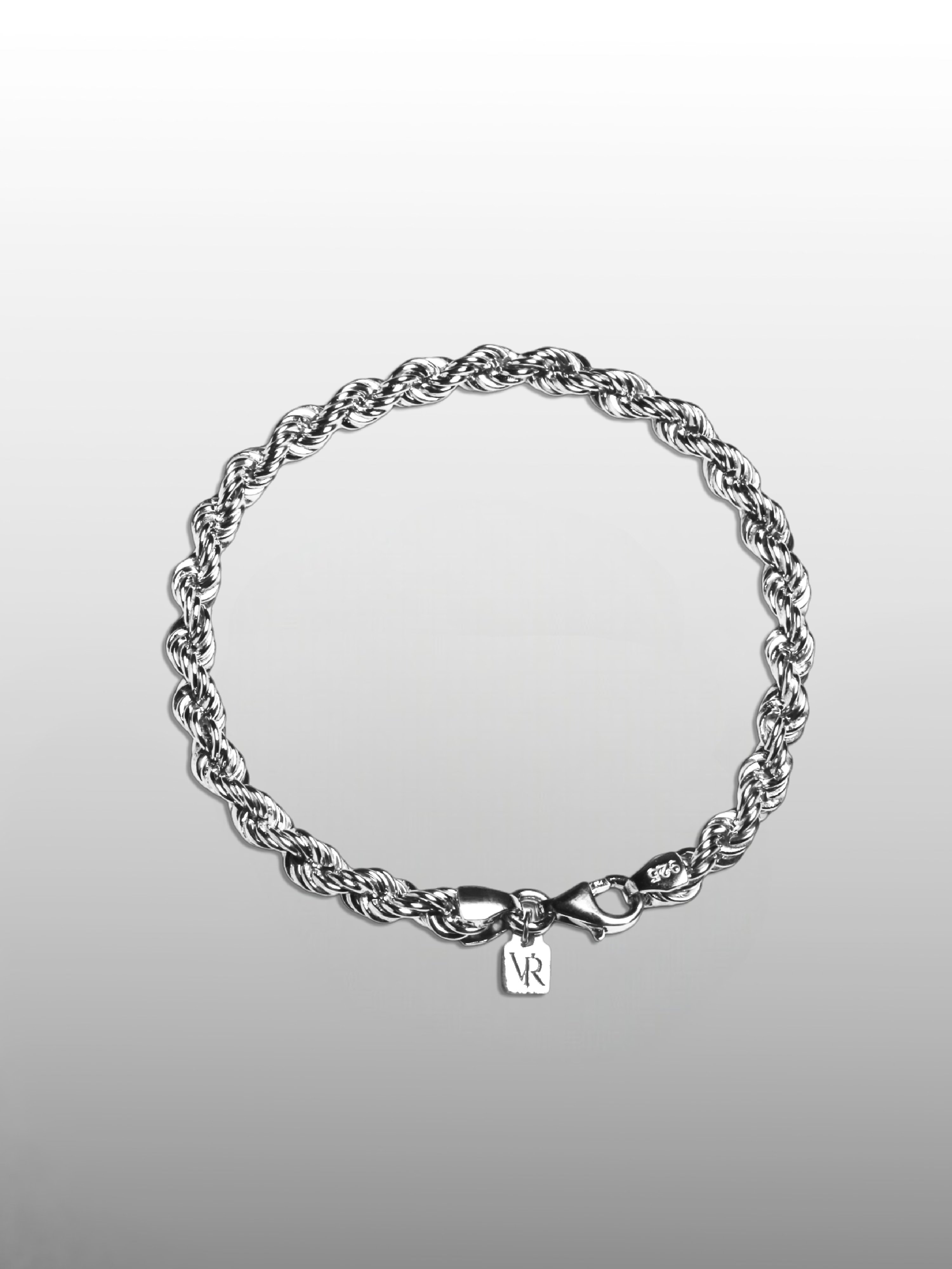 Rope Chain Bracelet For Men or Women in Sterling Silver