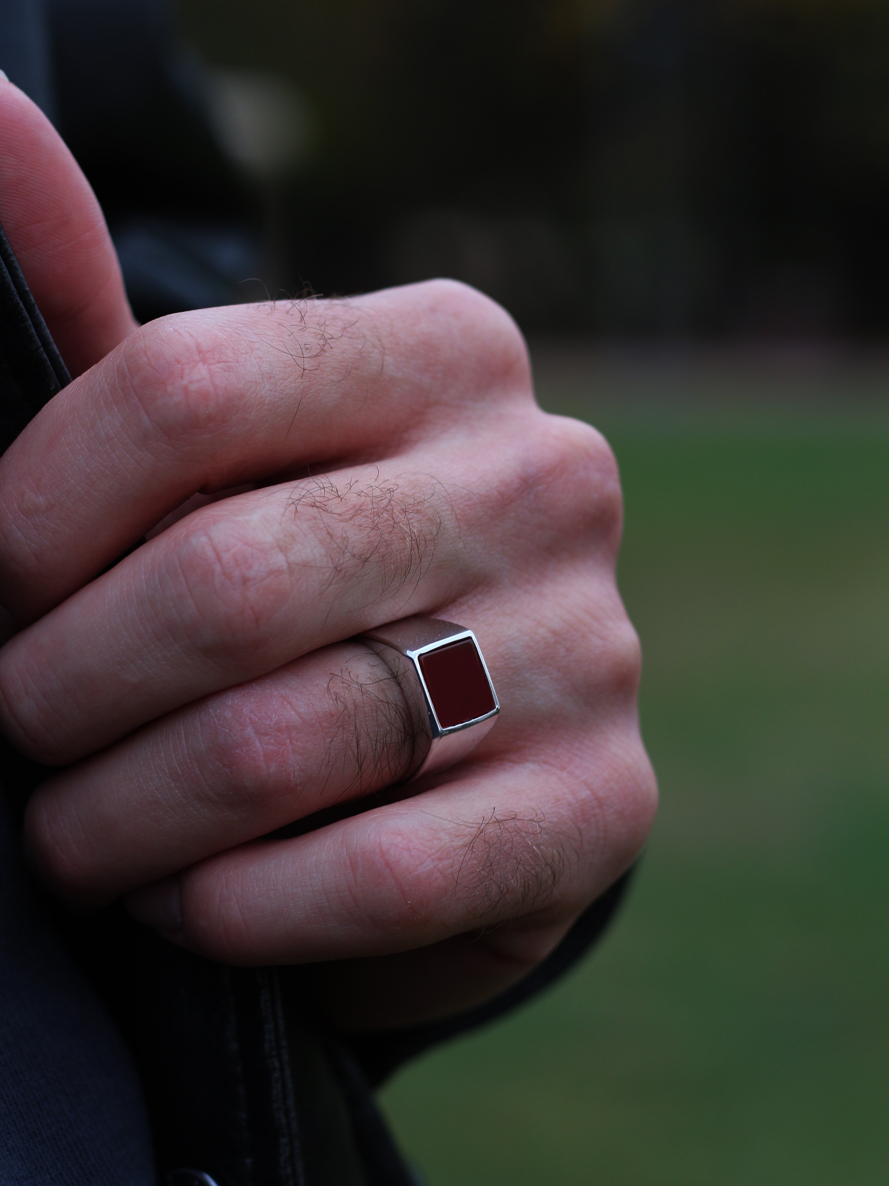 Square Gemstone Ring in Silver or Gold