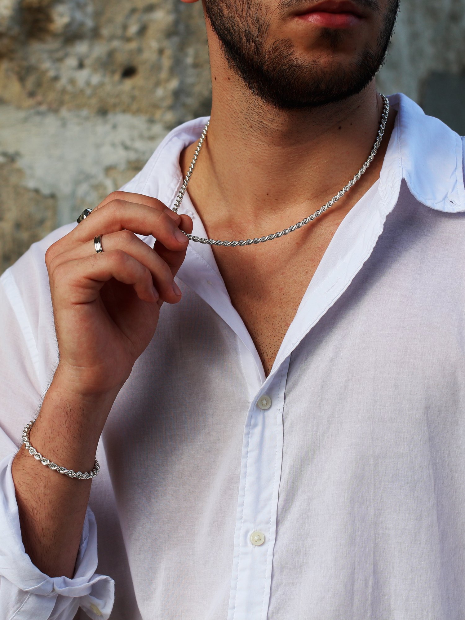 Rope Chain Necklace in Sterling Silver