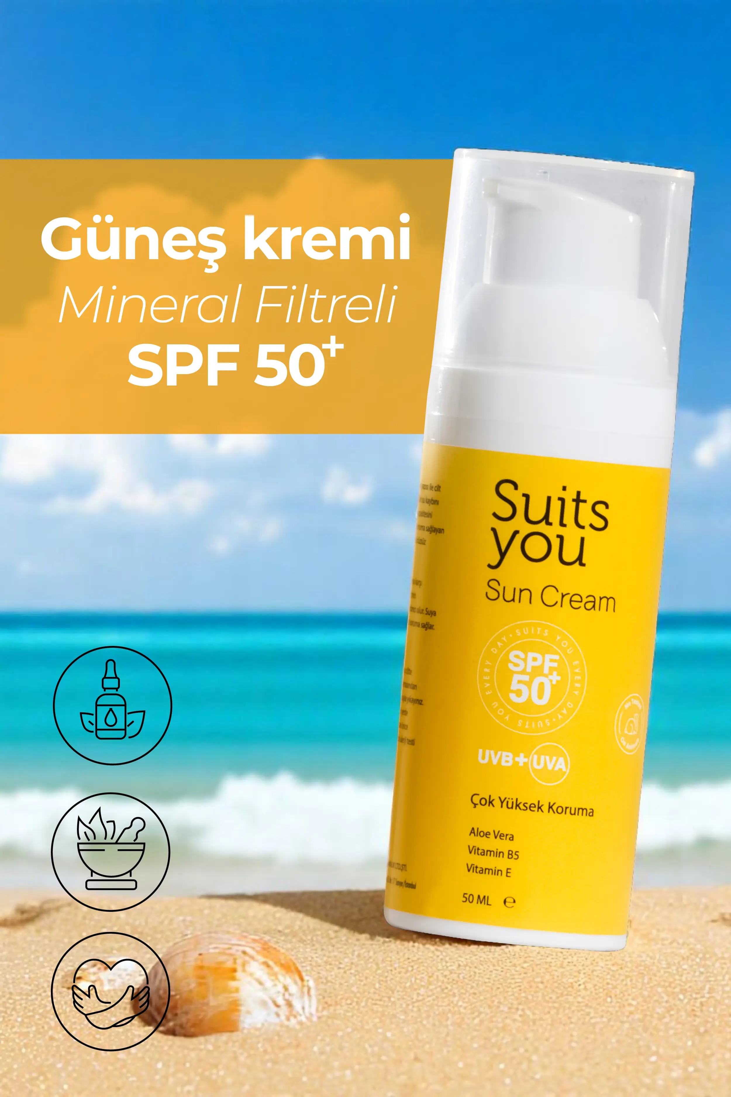 Güneş Kremi - Mineral Filtreli SPF50 Güneş Kremi 50ml