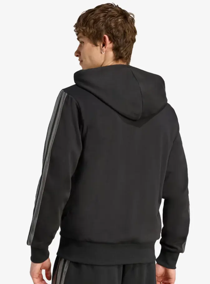 adidas JM1695 Holiday 3-Stripes Full-Zip Hoodie Black Erkek Ceket