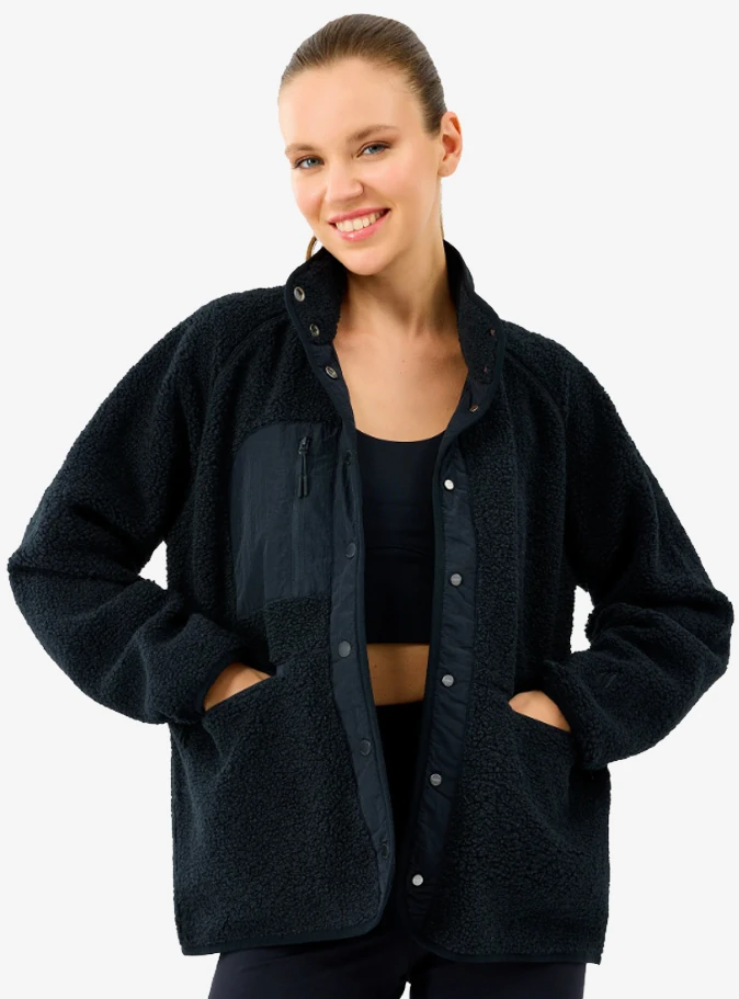 Skechers S2520218-3817 W Woven Detailed Pull Over Sherpa Kadın Mont