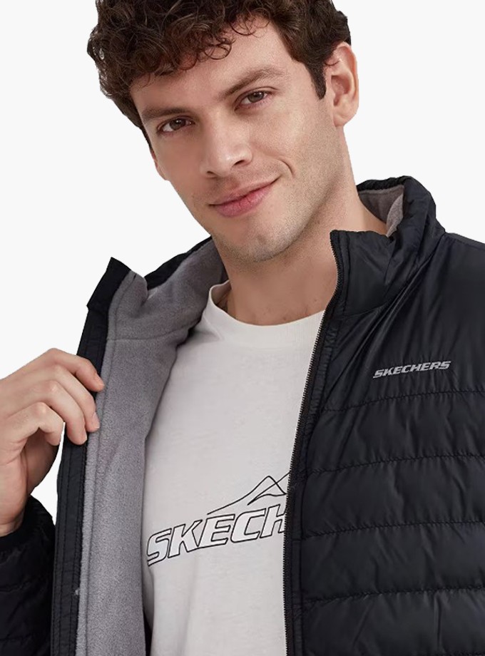 Skechers M Outerwear Padded Jacket Erkek Siyah Mont