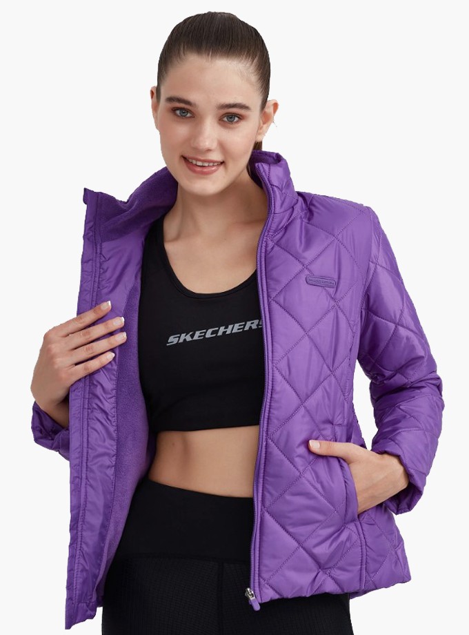 Skechers W Outerwear Padded Jacket Kadın Mor Mont S232174-499