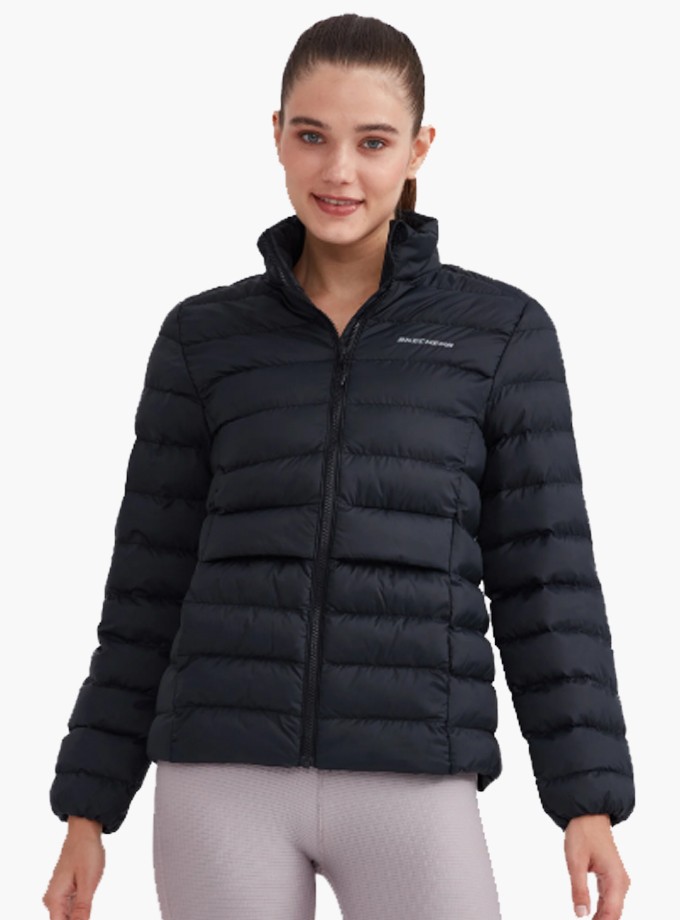 Skechers Padded Jacket Kadın Siyah Mont S231240-001