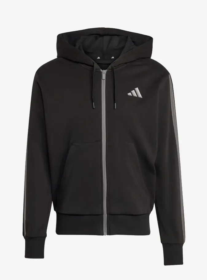 adidas JM1695 Holiday 3-Stripes Full-Zip Hoodie Black Erkek Ceket