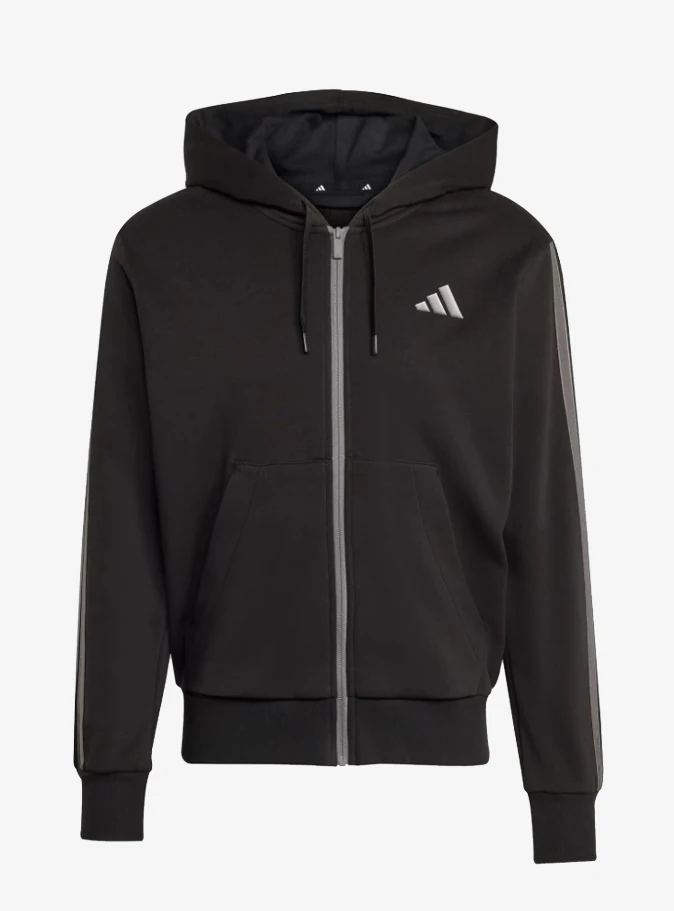 ma＊ adidas JM1695 Holiday 3-Stripes Full-Zip Hoodie Black Erkek Ceket