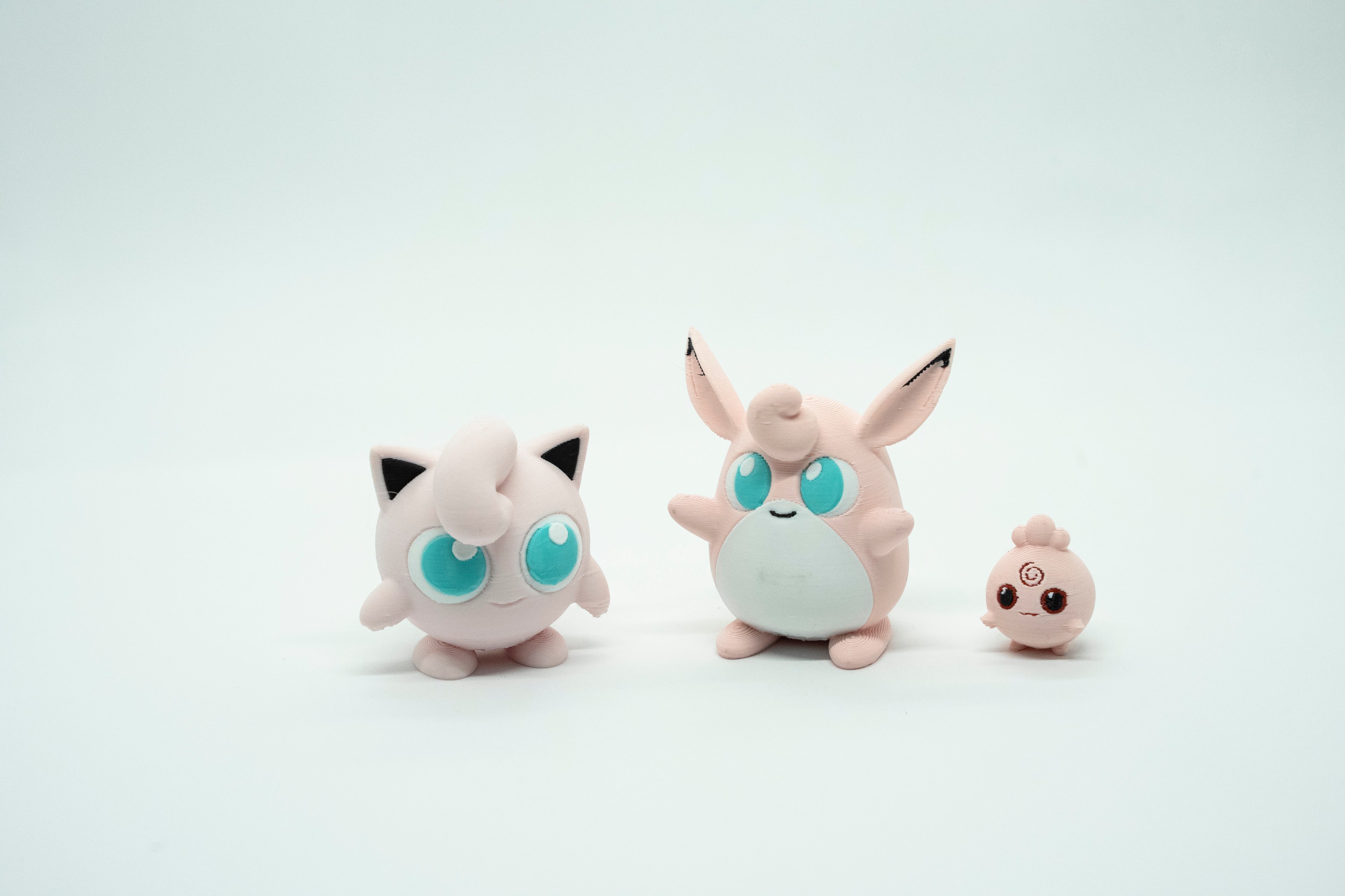 Igglybuff - Jigglypuff - Wigglytuff Pokemon 3D Model Evrim 3lü Tüm Set