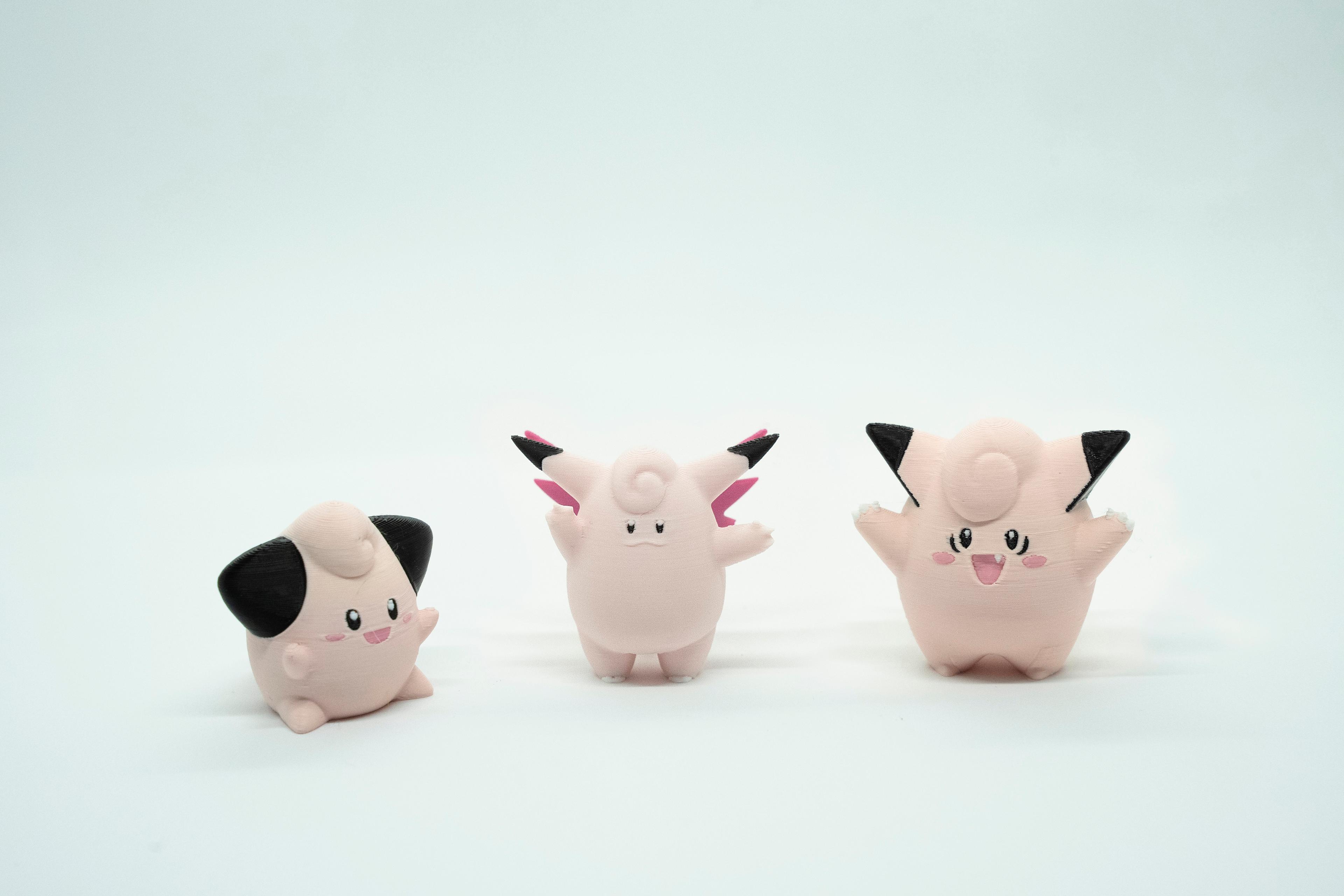 Cleffa - Clefairy - Clefable Pokemon 3D Model Evrim 3lü Tüm Set