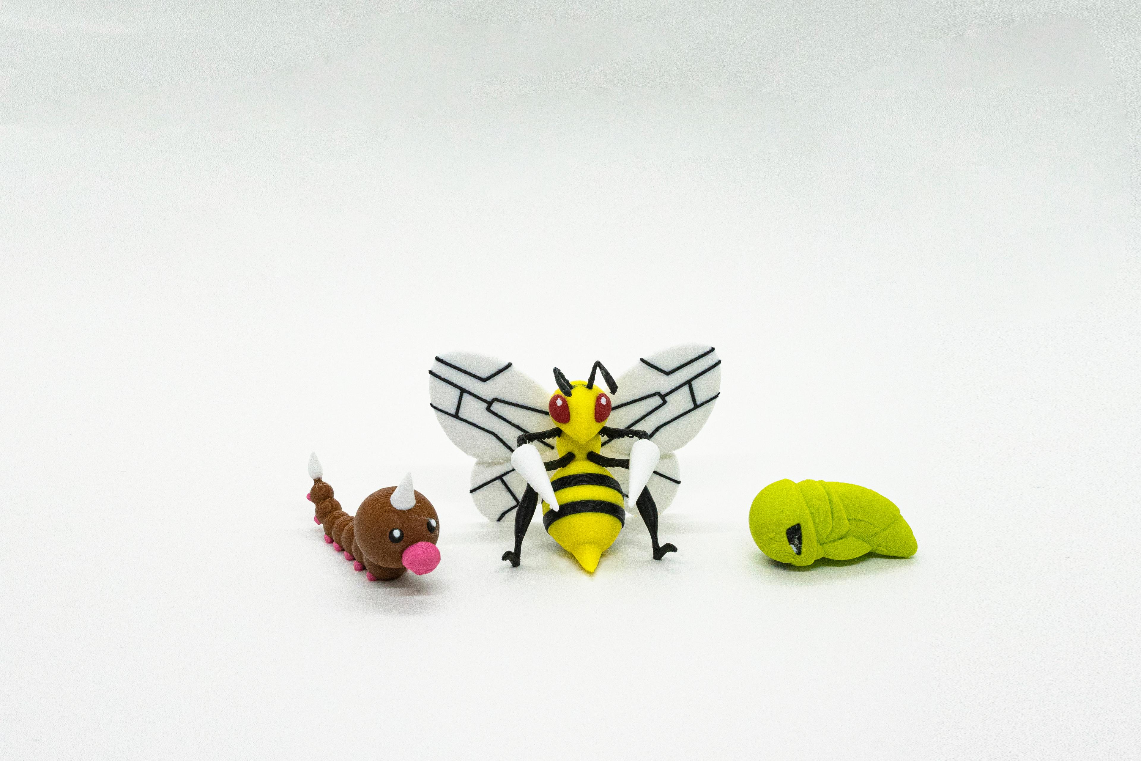 Weedle - Kakuna - Beedrill Pokemon 3D Model Evrim 3lü Tüm Set