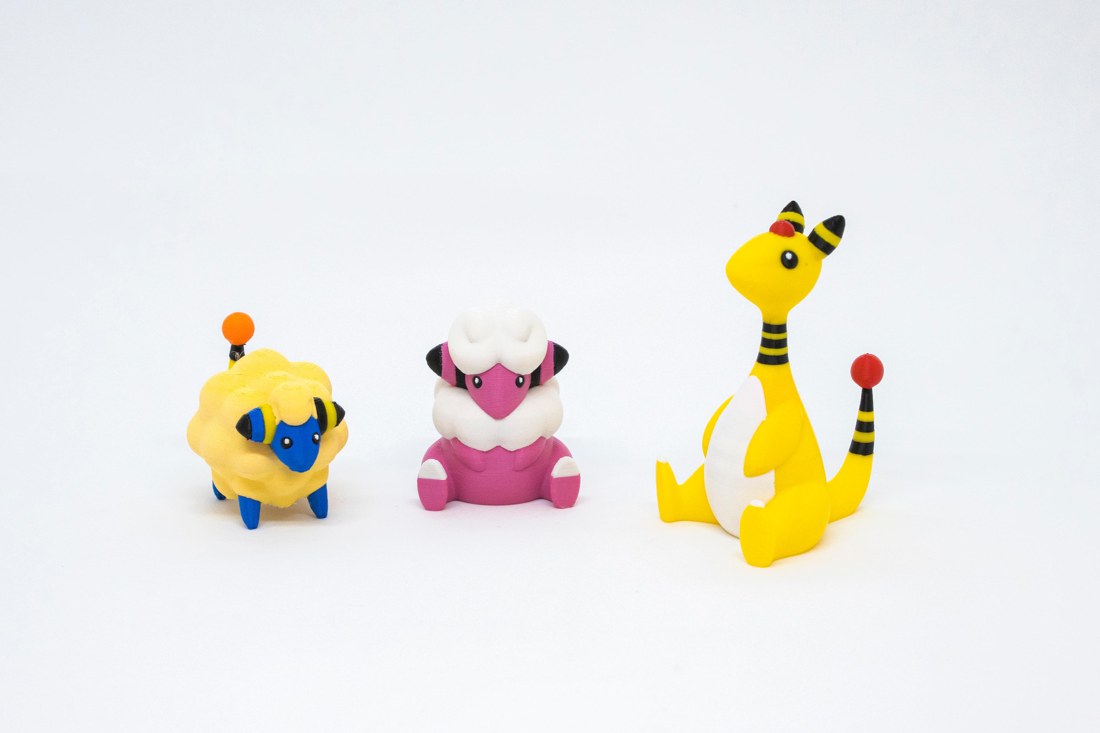 Mareep - Flaaffy - Ampharos Pokemon 3D Model Evrim 3lü Tüm Set