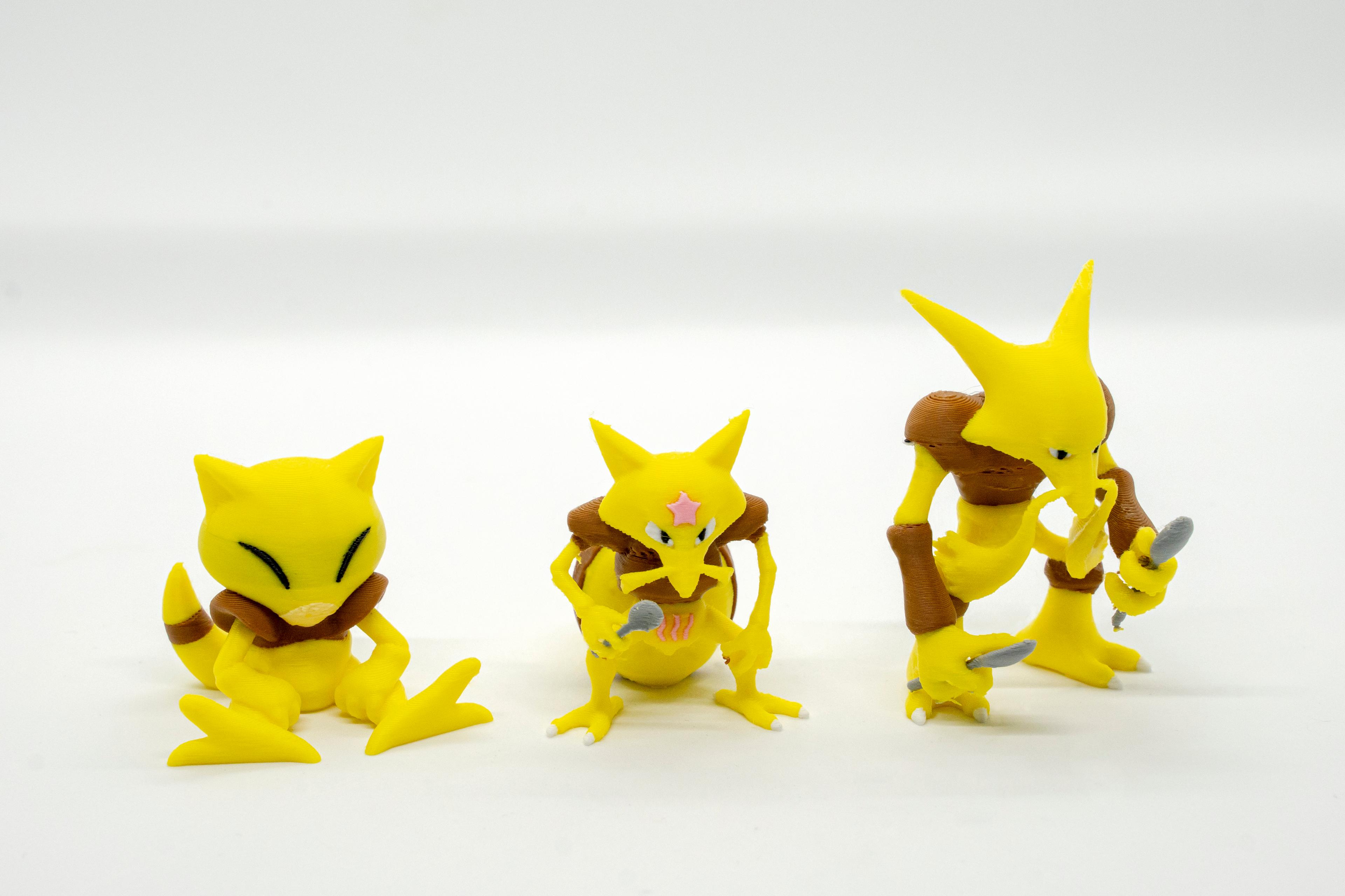 Abra - Kadabra - Alakazam Pokemon 3D Model Evrim 3lü Tüm Set