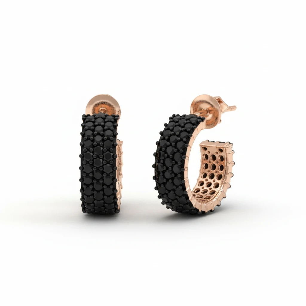 Taşlı Mini Halka Küpe