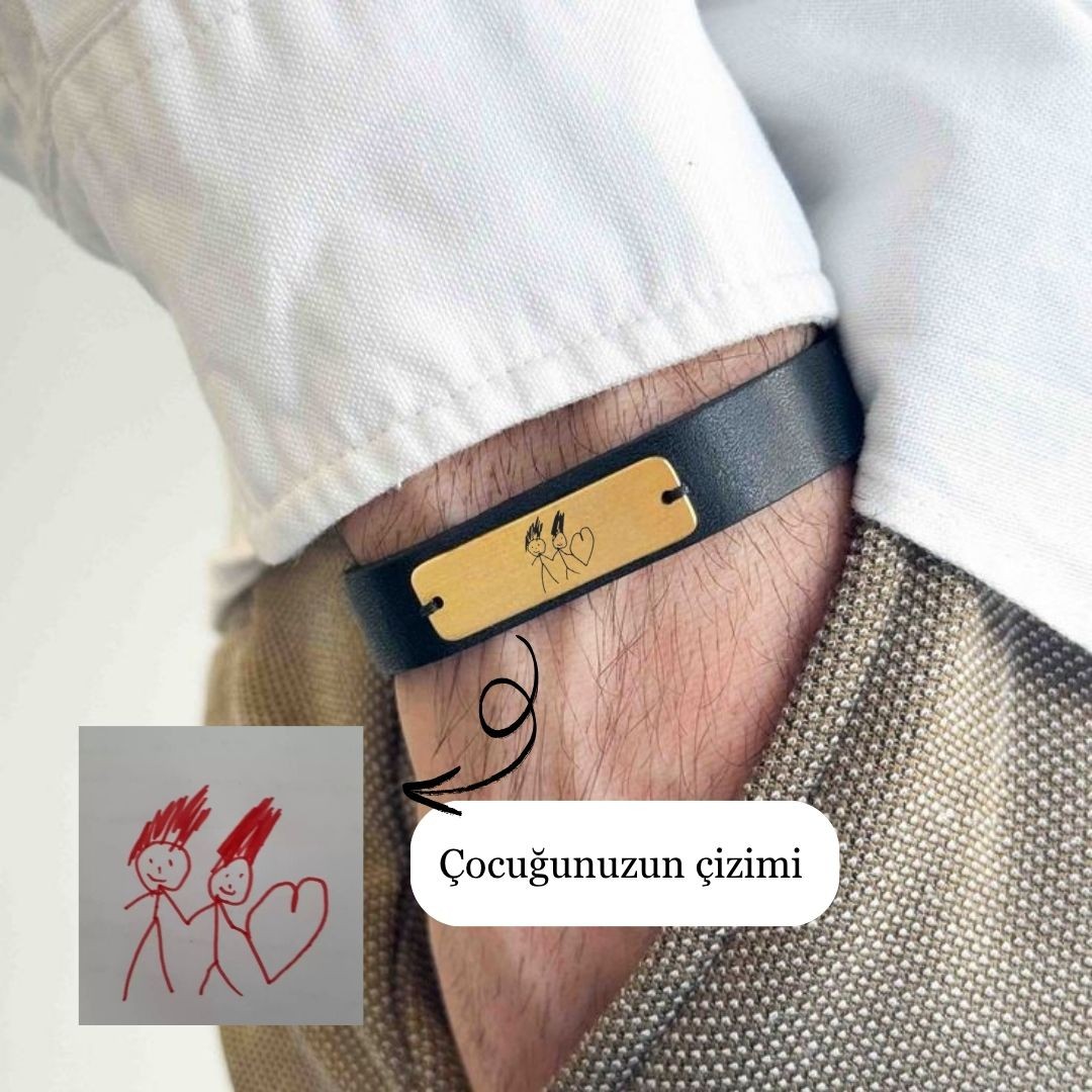 14 ayar altın Çiz bileklik Erkek Deri 