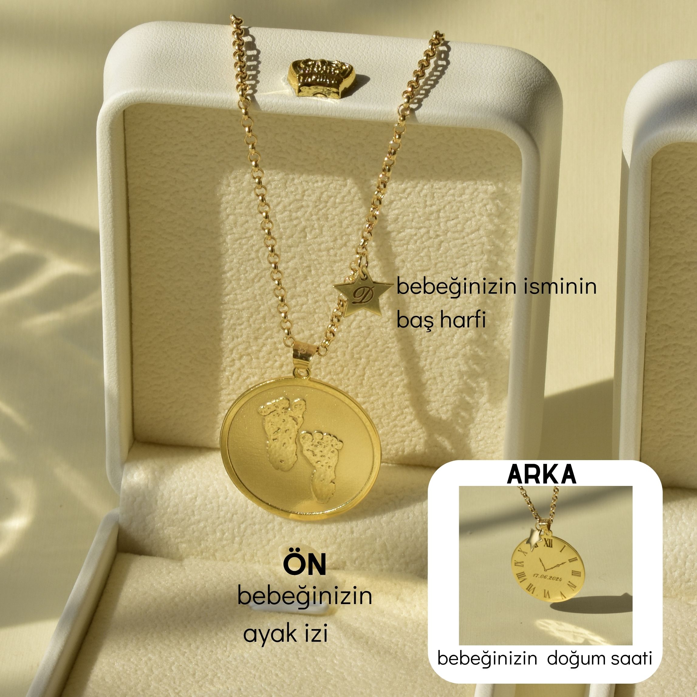 Doğum Saatli Ayak İzi Kolye